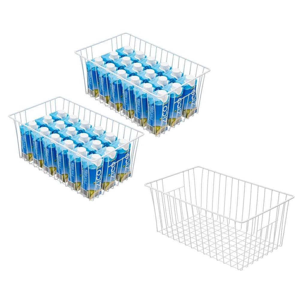 Cestas de Almacenamiento de Alambre para Congelador - 3 Piezas Blancas