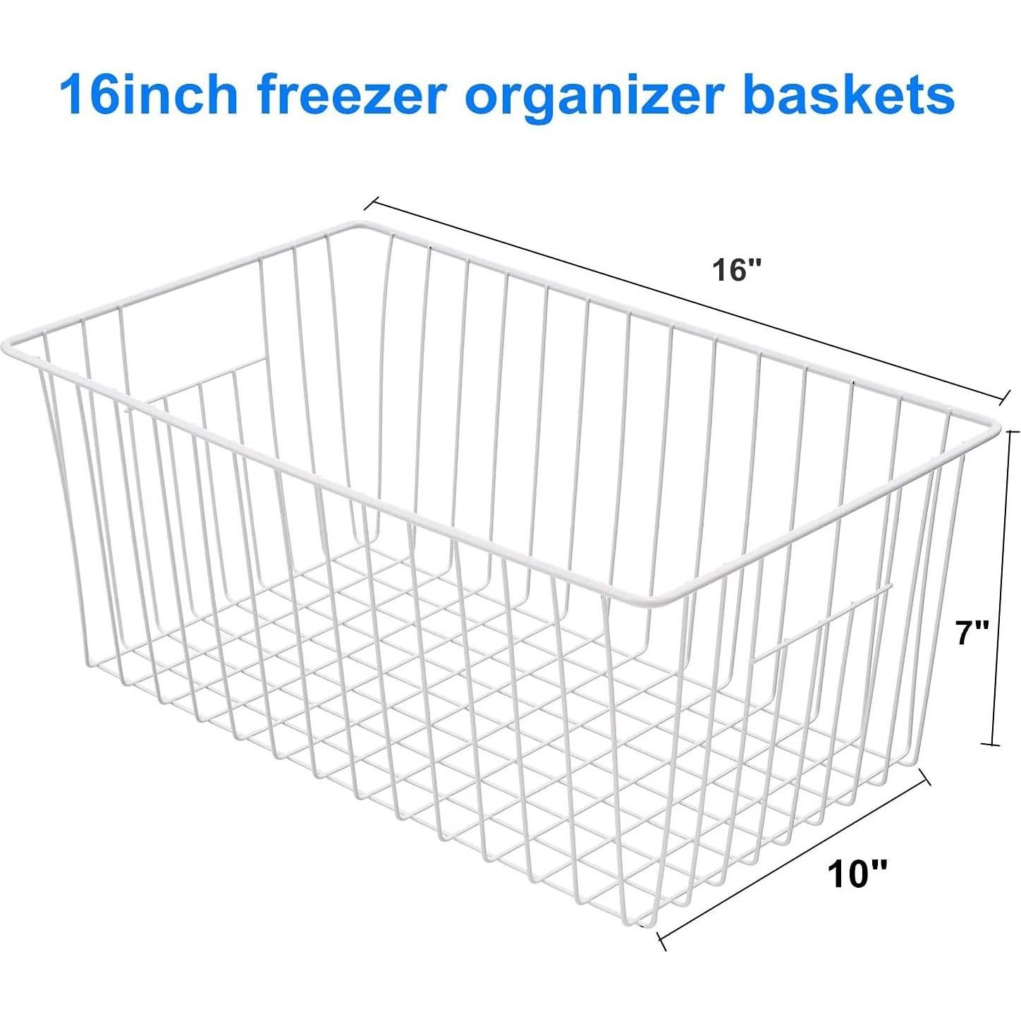 Cestas de Almacenamiento de Alambre para Congelador - 3 Piezas Blancas