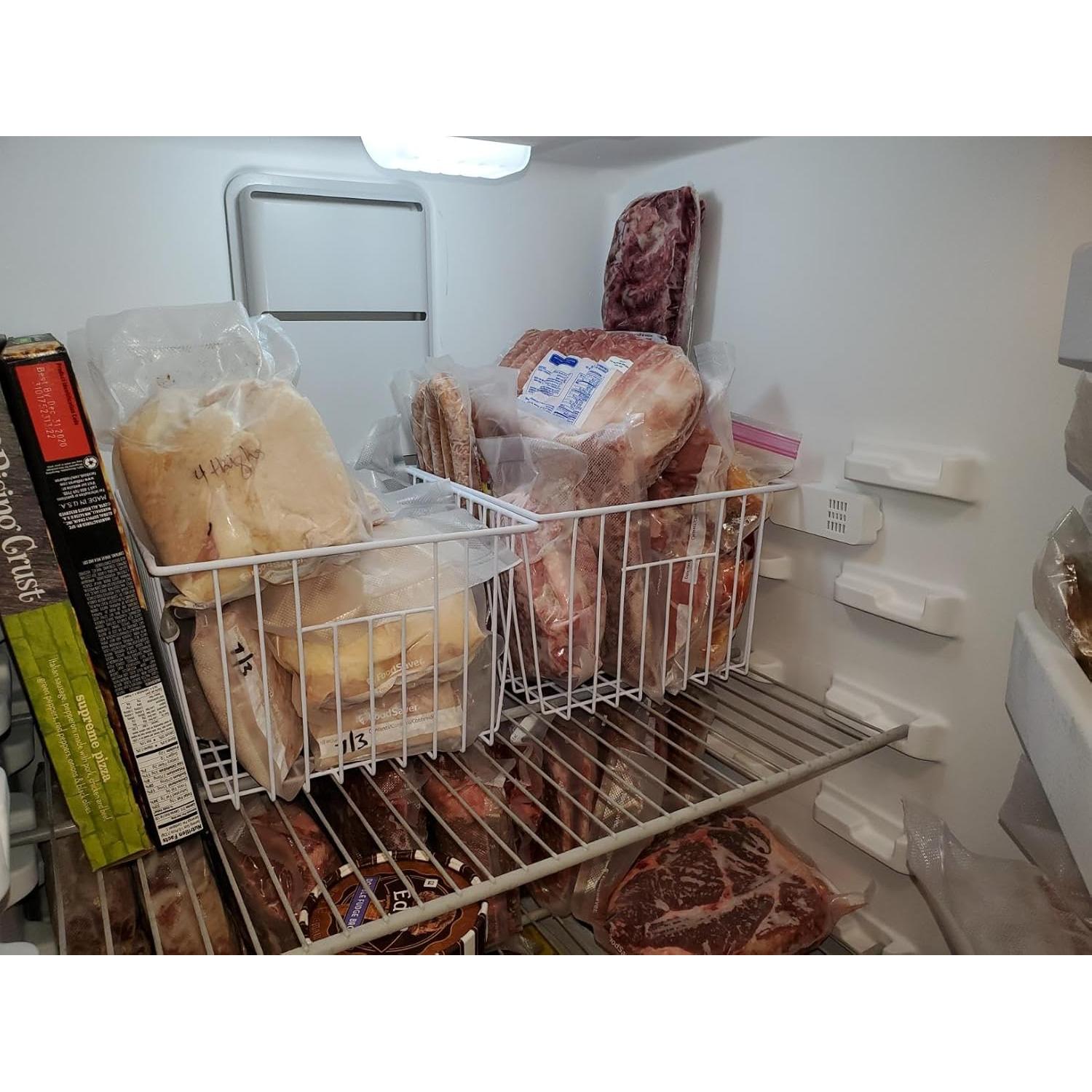 Cestas de Almacenamiento de Alambre para Congelador - 3 Piezas Blancas