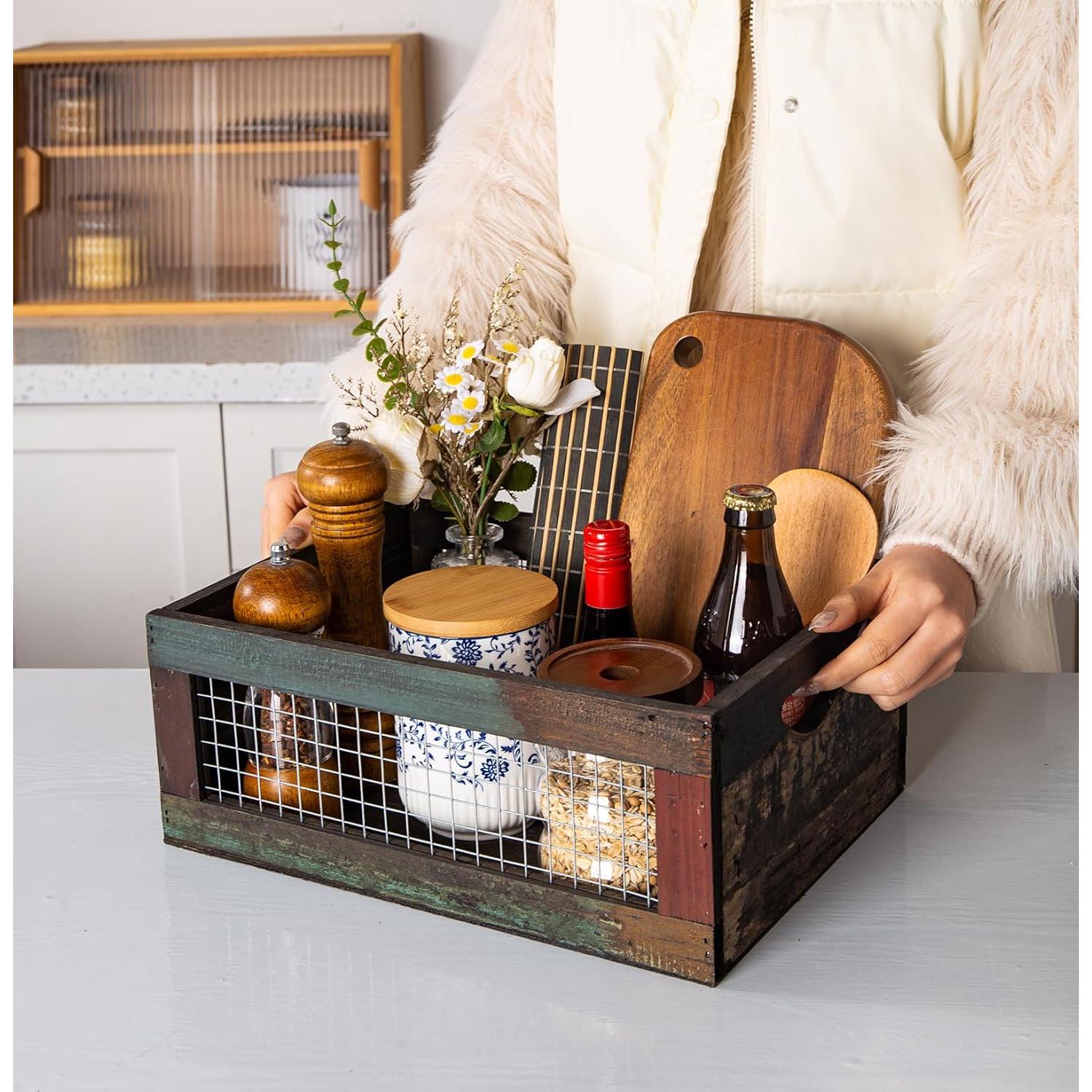 Conjunto de 3 Cajas de Madera Rústicas TIMRIS - Almacenamiento