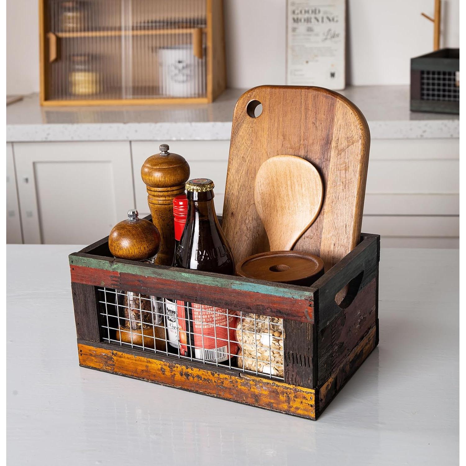 Conjunto de 3 Cajas de Madera Rústicas TIMRIS - Almacenamiento