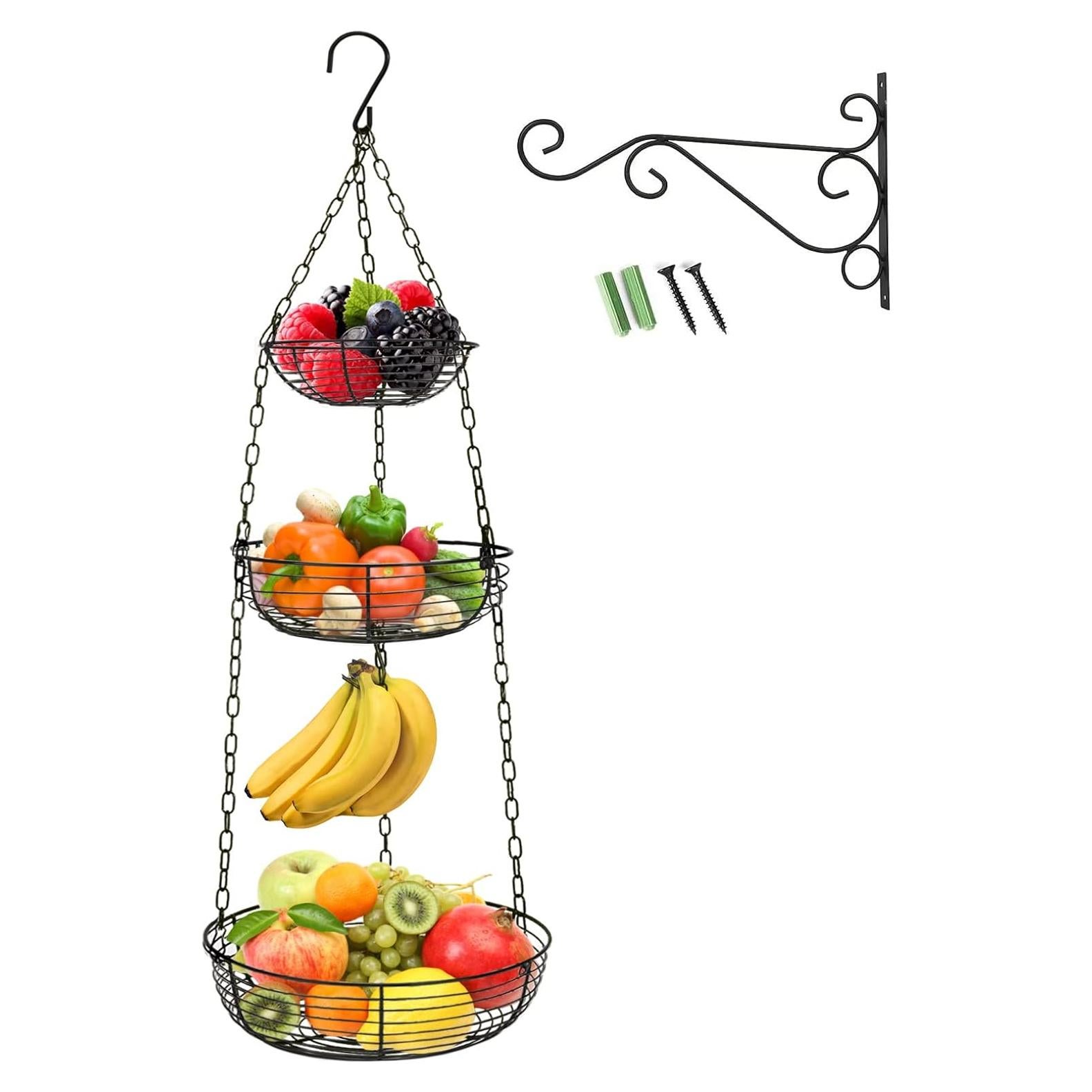 Cesta Colgante de Frutas HULISEN 3 Niveles 91 cm Alambre