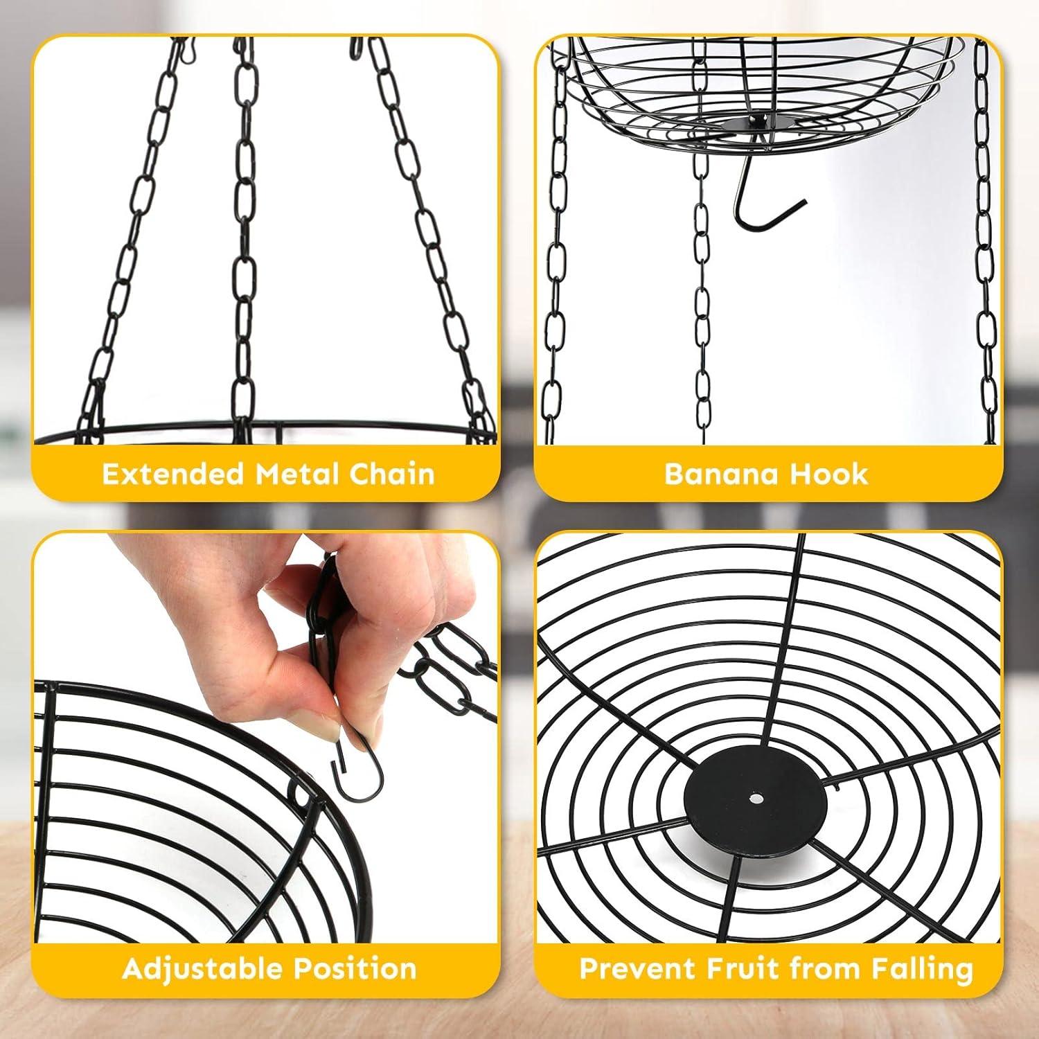 Cesta Colgante de Frutas HULISEN 3 Niveles 91 cm Alambre
