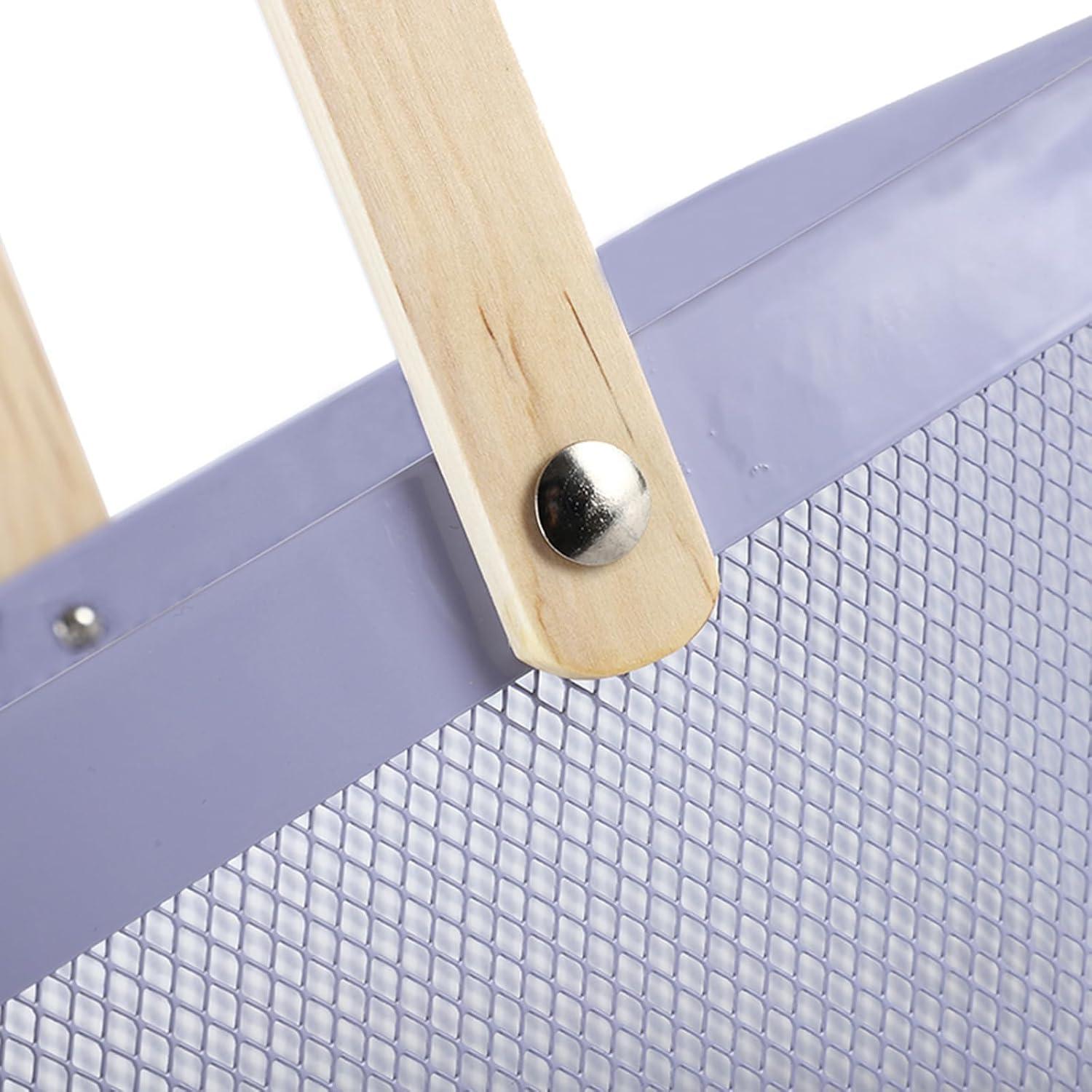 Cesta de Malla de Metal AJIODA con Mango de Bambú 25x26x18 cm