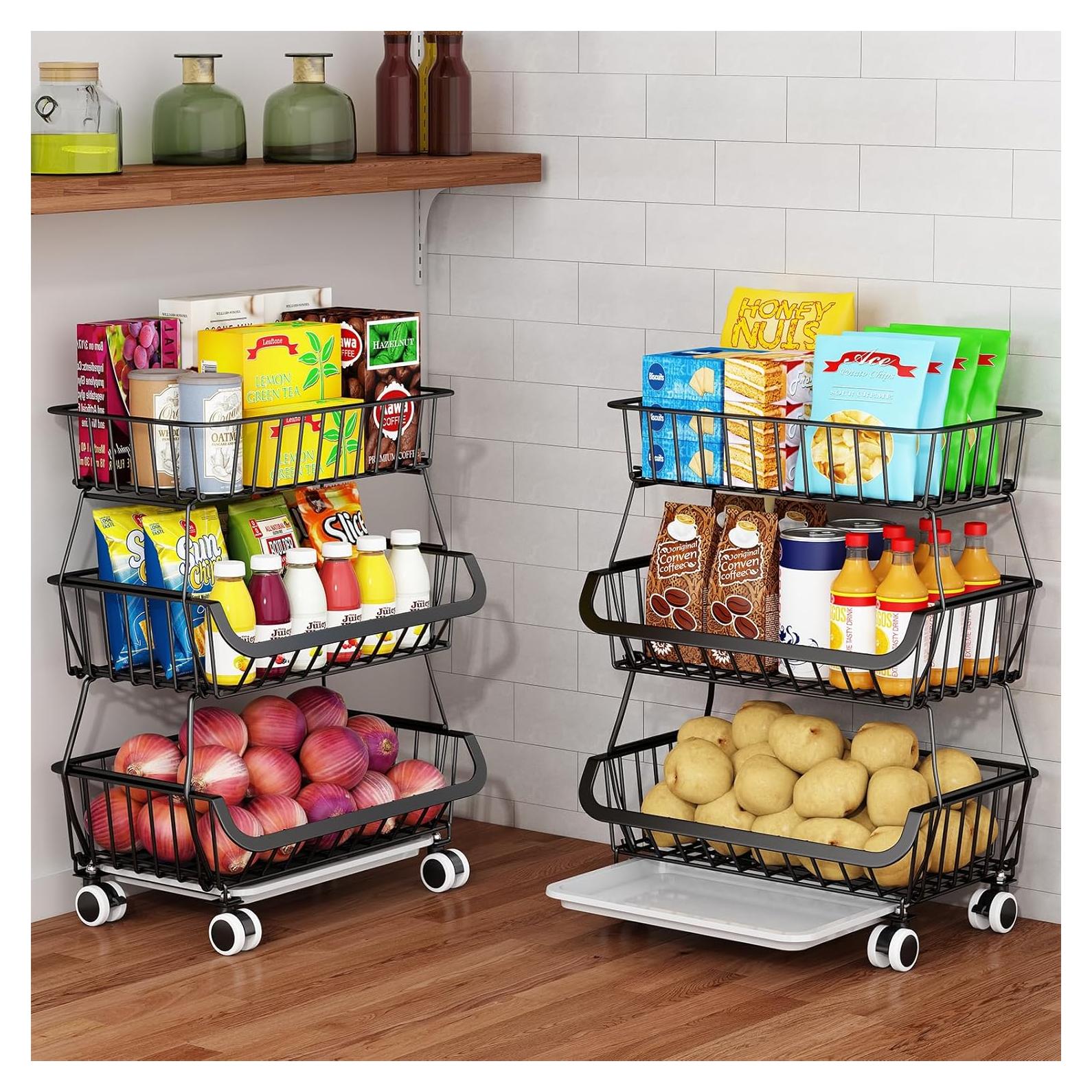 Carrito Organizador de Alacena Mchoter 3 Niveles con Ruedas