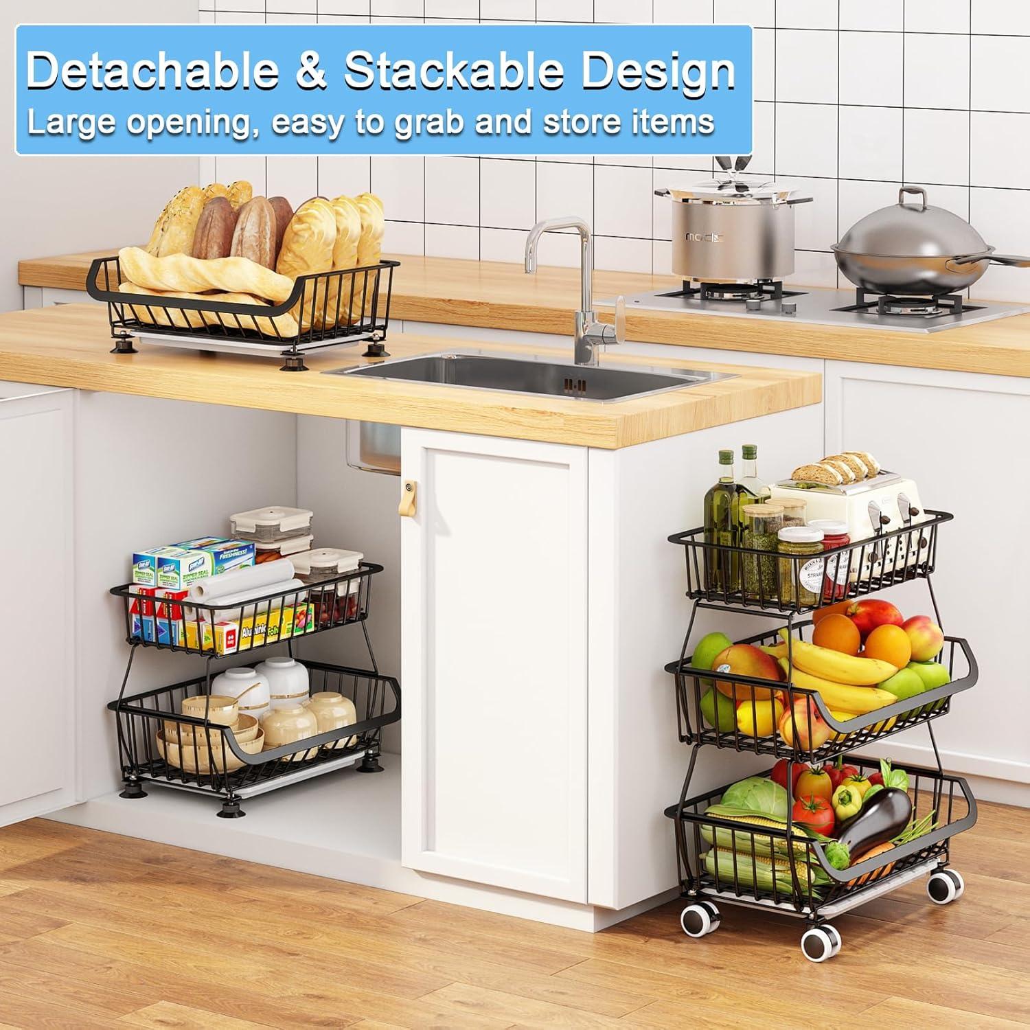 Carrito Organizador de Alacena Mchoter 3 Niveles con Ruedas