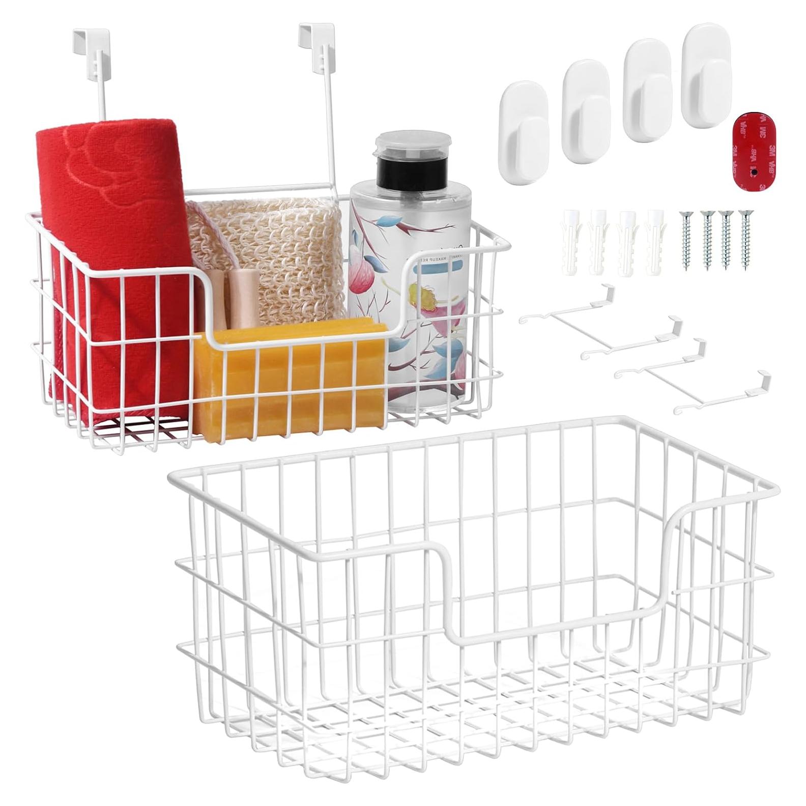 Cesta de Almacenamiento de Alambre JUNCHU CHERRY 2 Piezas Blanca