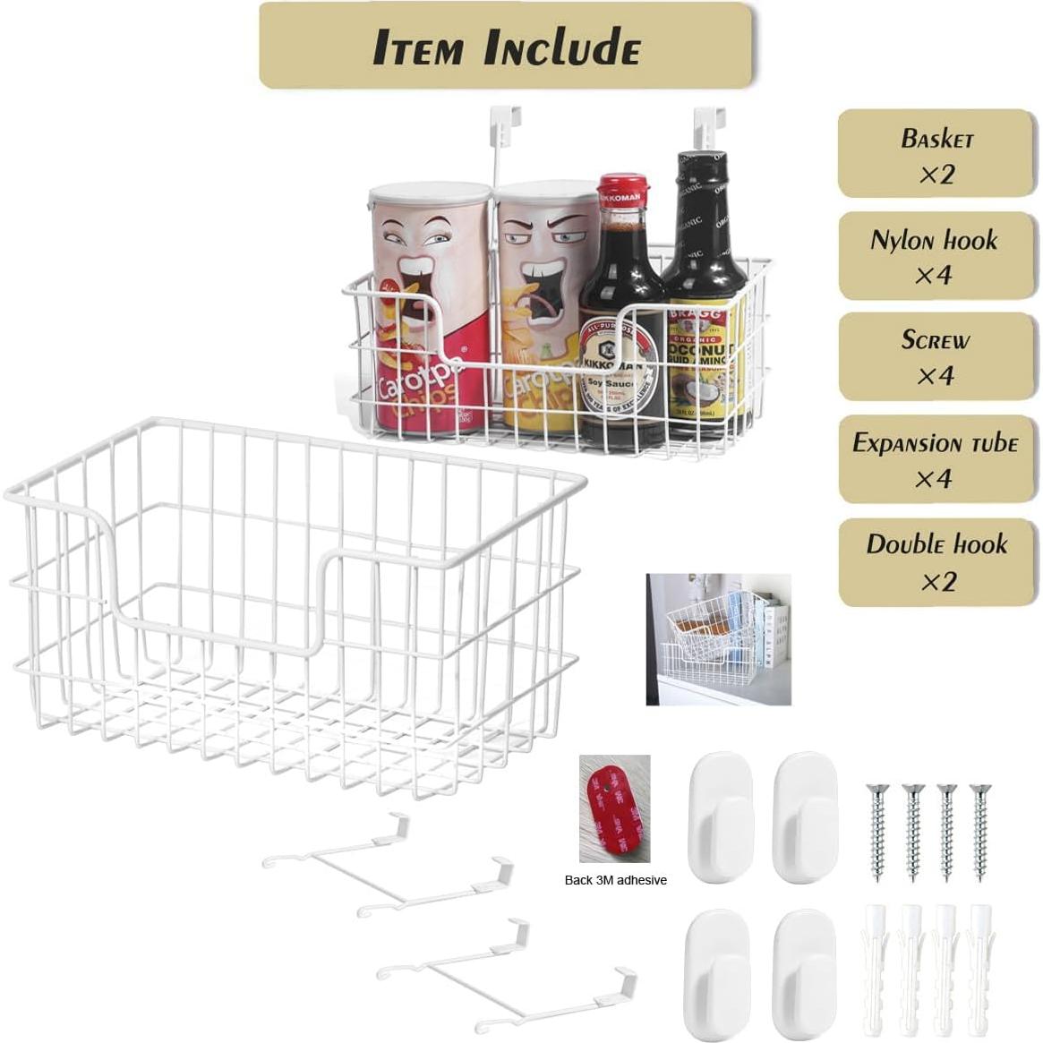 Cesta de Almacenamiento de Alambre JUNCHU CHERRY 2 Piezas Blanca