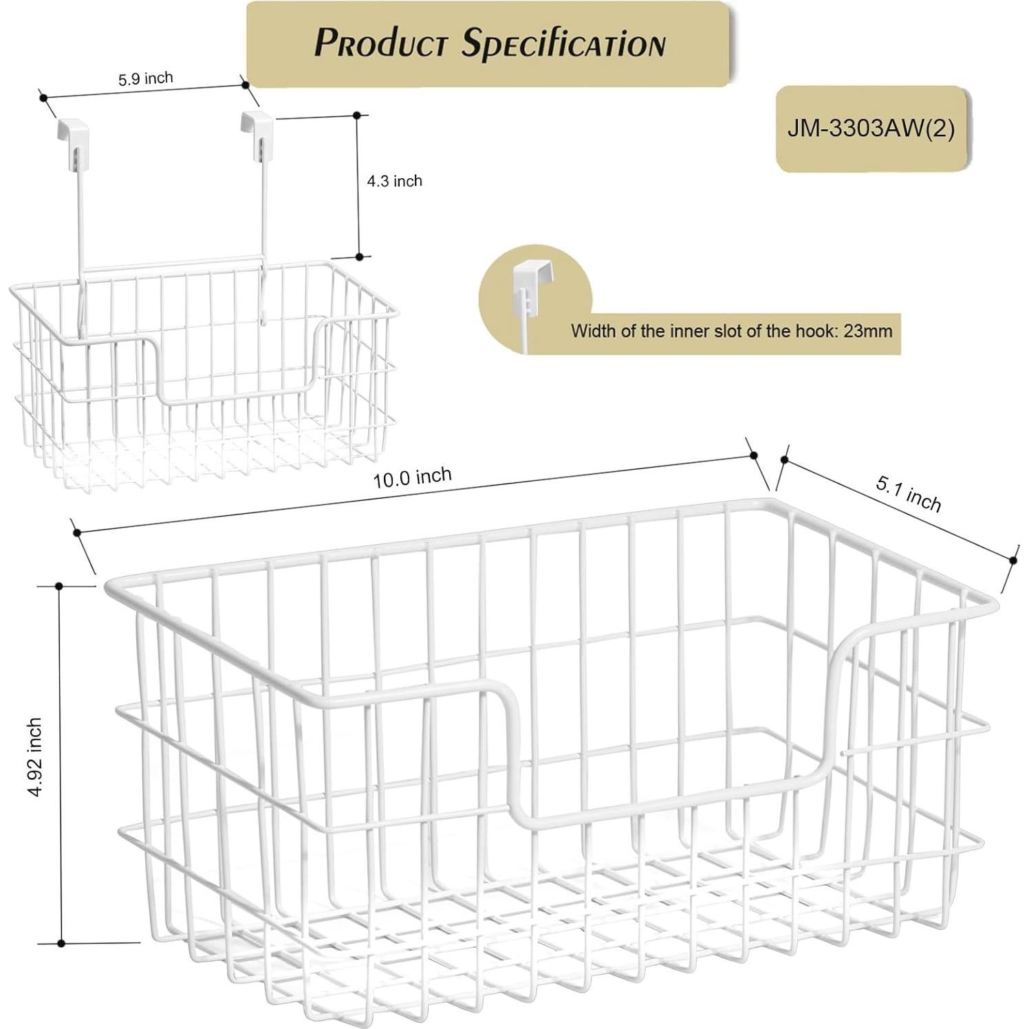 Cesta de Almacenamiento de Alambre JUNCHU CHERRY 2 Piezas Blanca