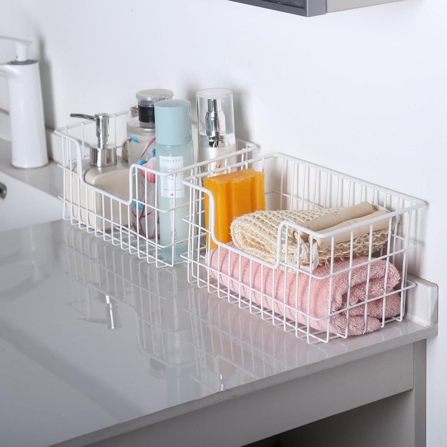 Cesta de Almacenamiento de Alambre JUNCHU CHERRY 2 Piezas Blanca