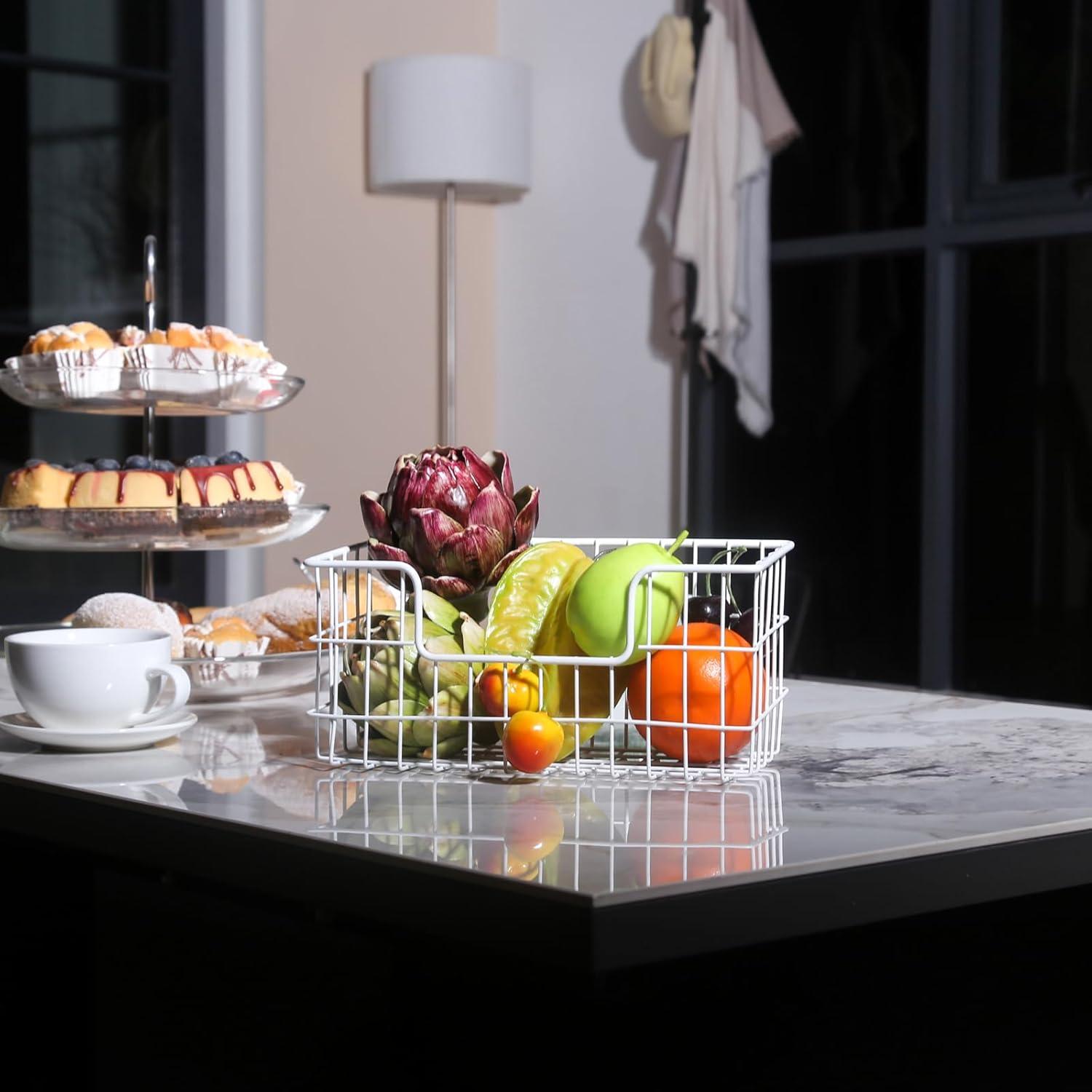 Cesta de Almacenamiento de Alambre JUNCHU CHERRY 2 Piezas Blanca