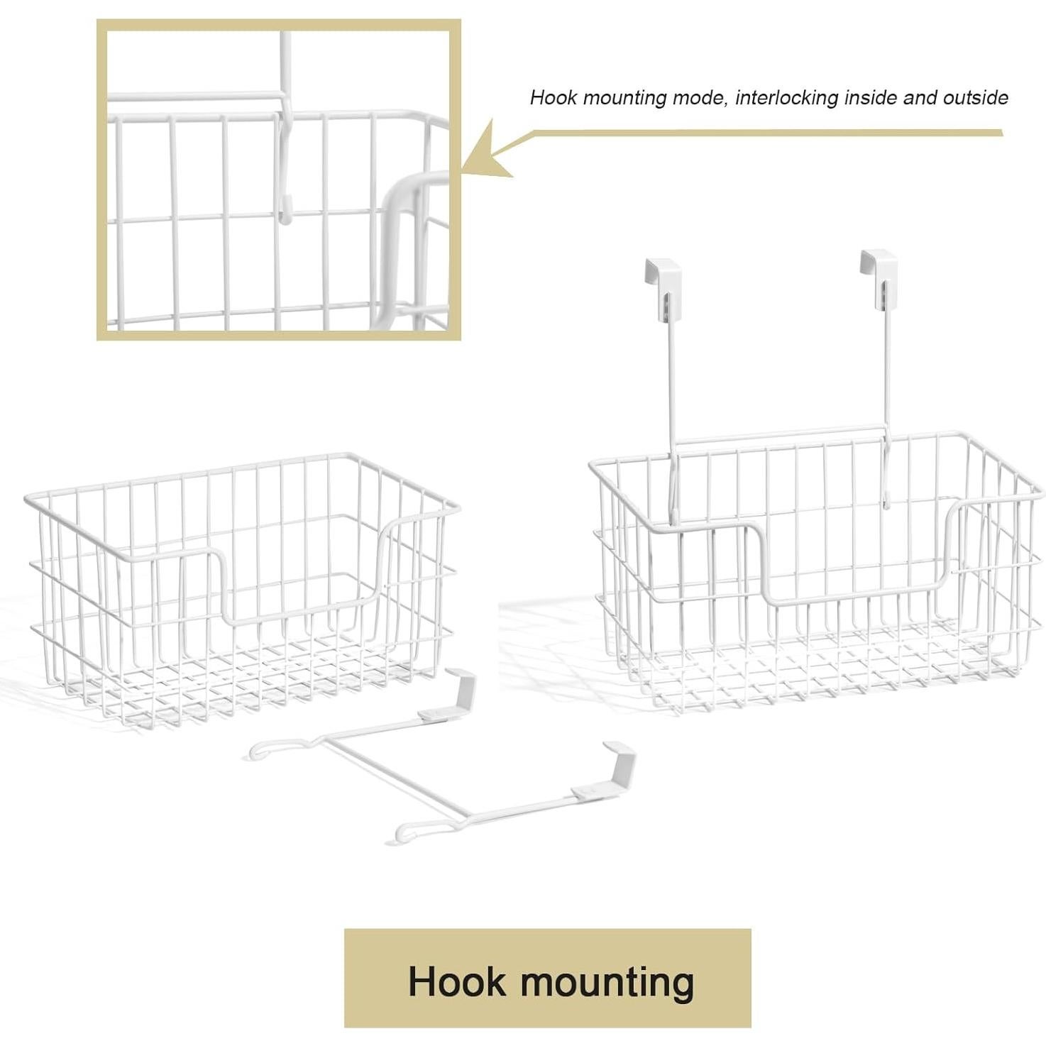Cesta de Almacenamiento de Alambre JUNCHU CHERRY 2 Piezas Blanca
