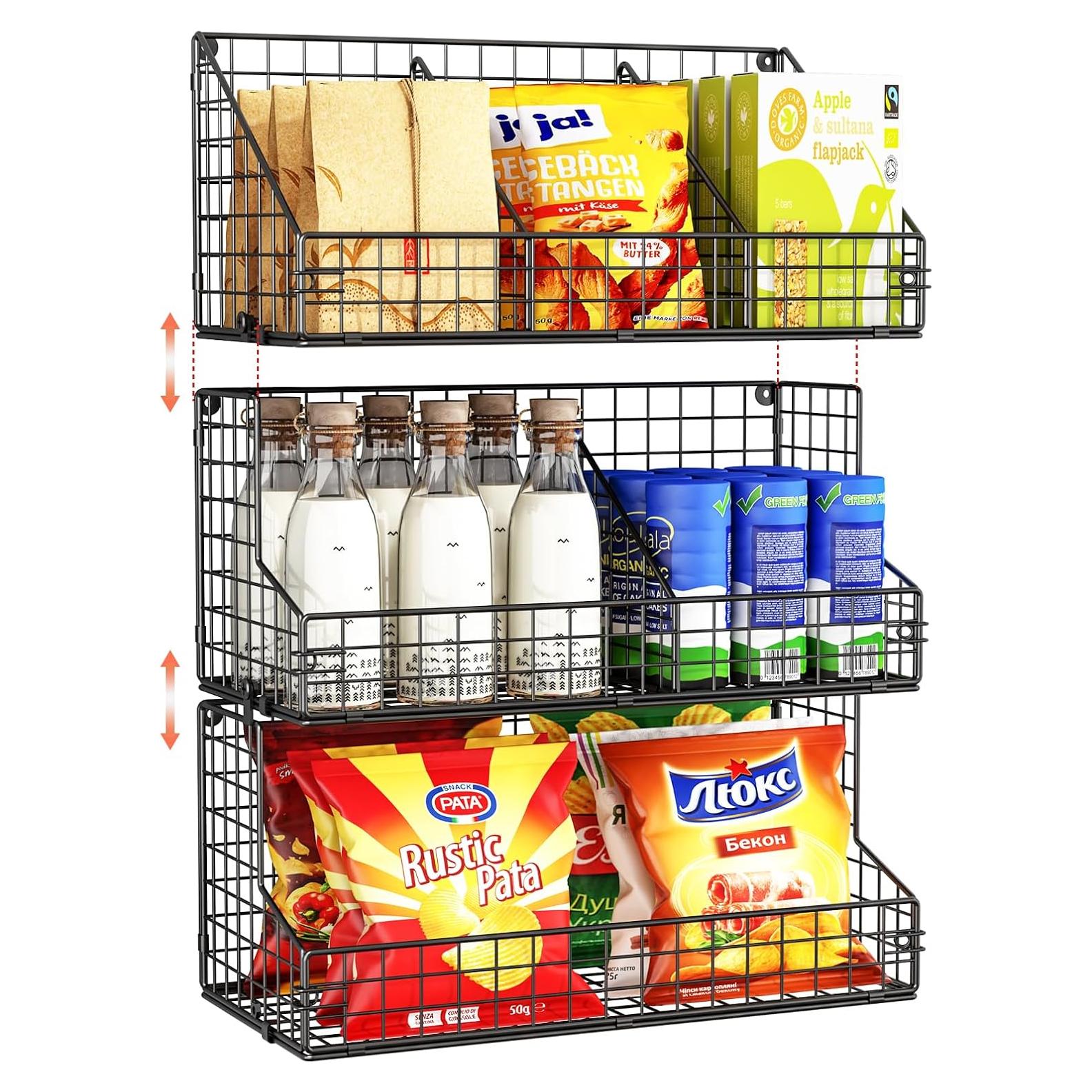 Organizador de Snacks X-cosrack 3 Niveles Pared Metal Negro