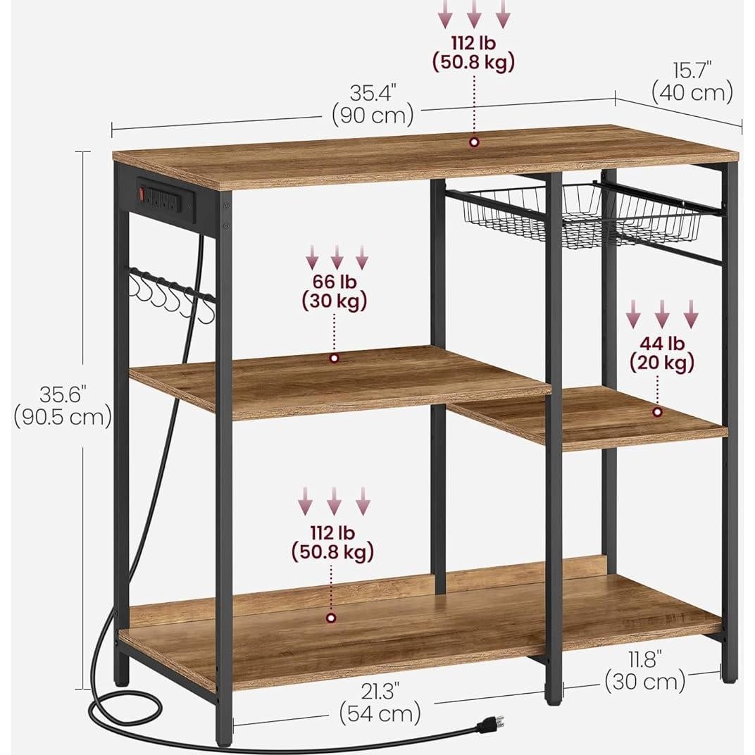 Estante de Panadero VASAGLE con Toma de Corriente 40x90 cm