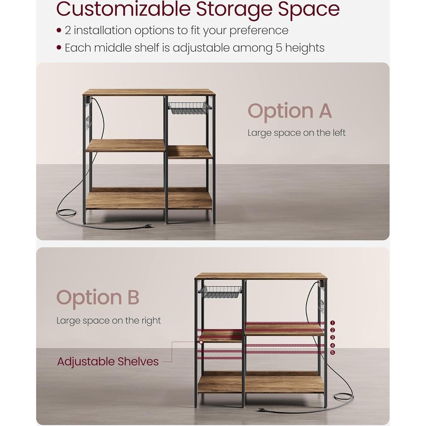 Estante de Panadero VASAGLE con Toma de Corriente 40x90 cm