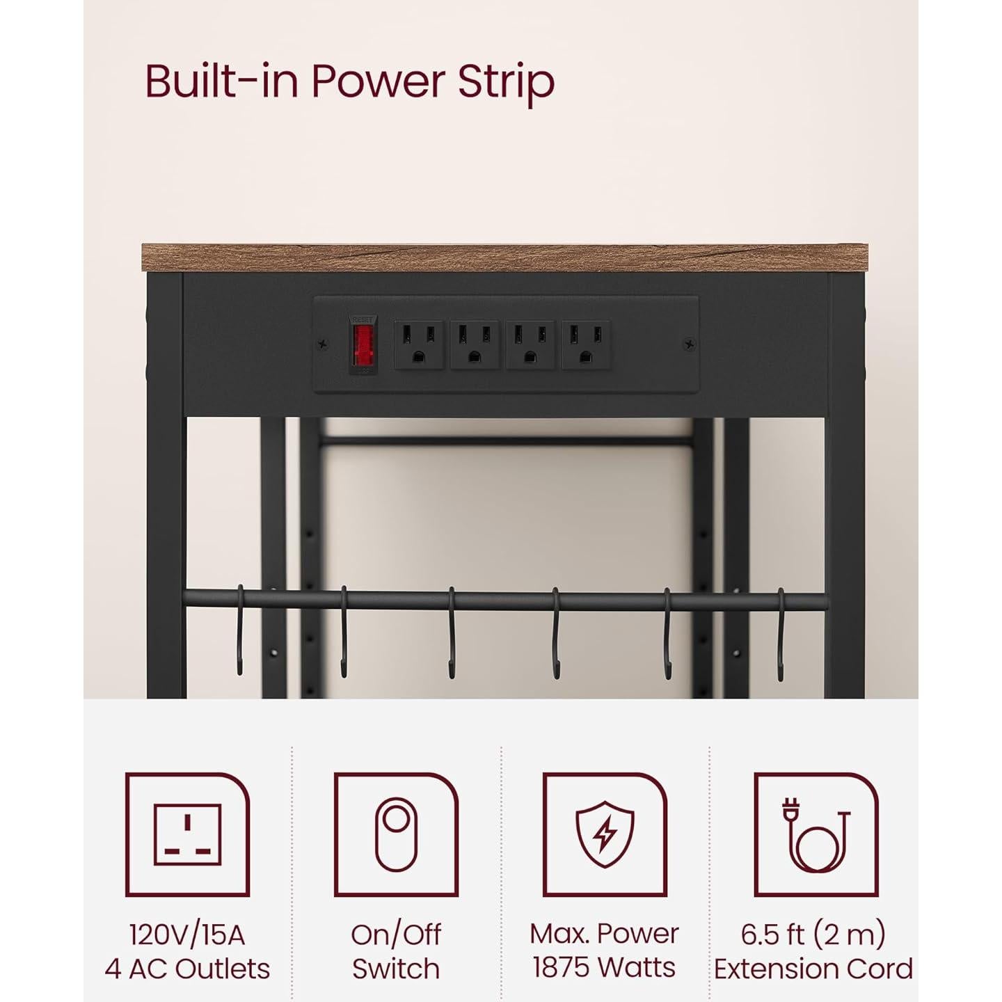 Estante de Panadero VASAGLE con Toma de Corriente 40x90 cm