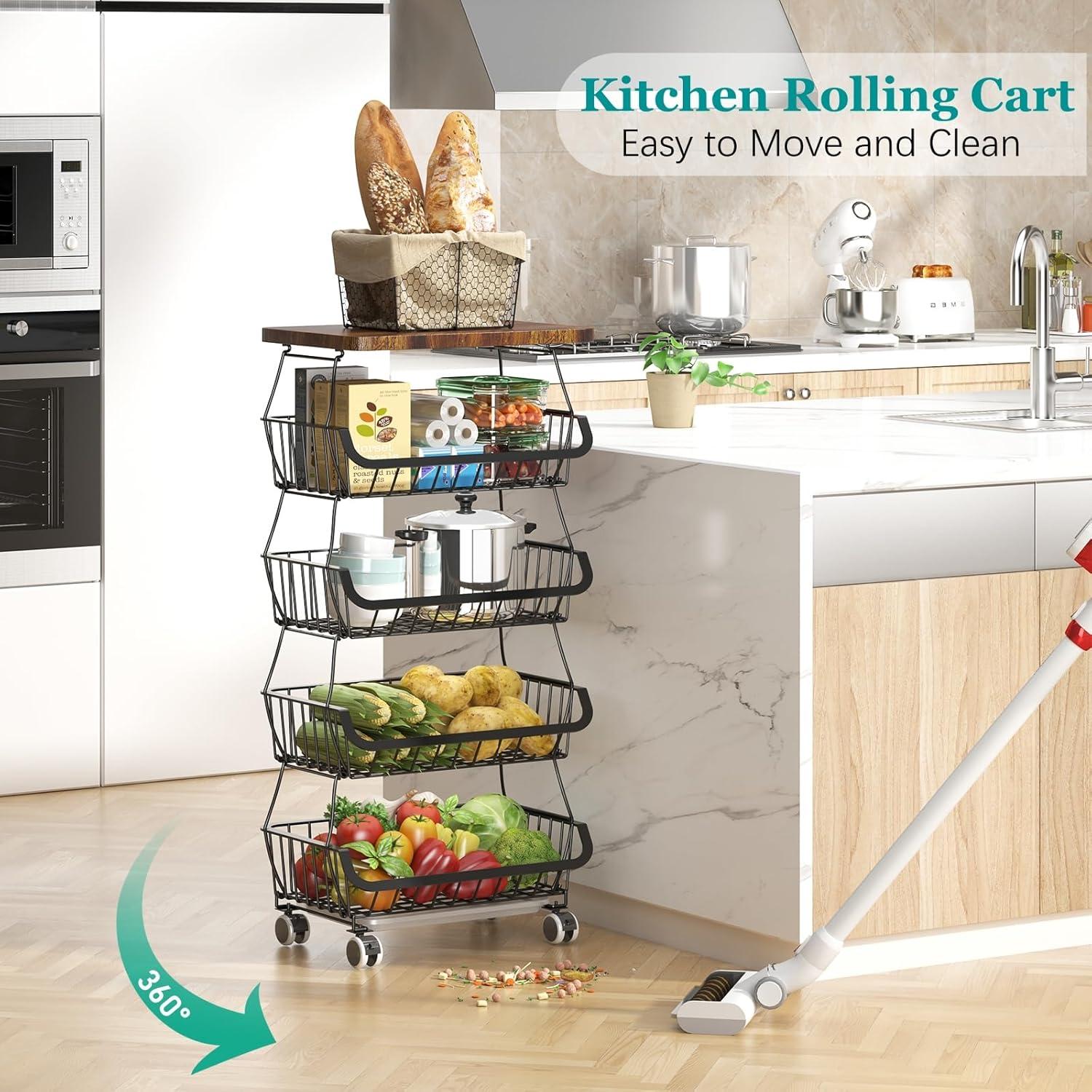 Cesta de Almacenamiento CHLORYARD 5 Niveles con Tapa de Madera