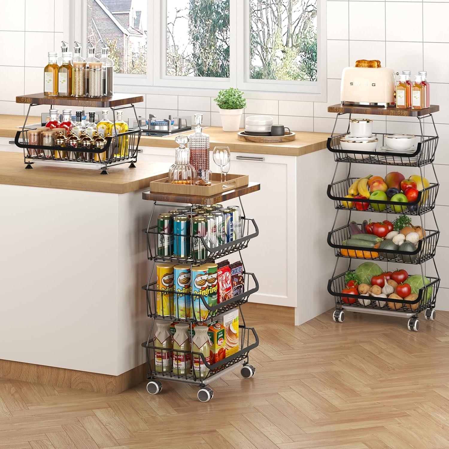 Cesta de Almacenamiento CHLORYARD 5 Niveles con Tapa de Madera