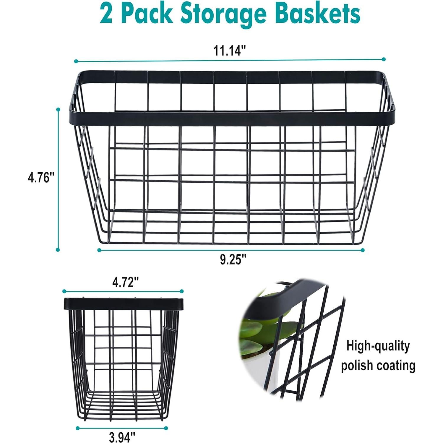 Juego de 2 Cestas Negras LIGHT DUST para Pared - Organizador de Alambre