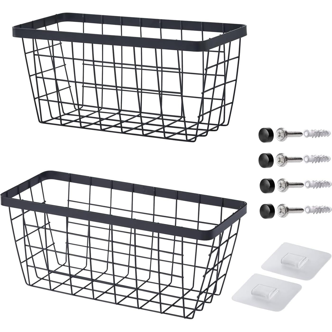 Juego de 2 Cestas Negras LIGHT DUST para Pared - Organizador de Alambre