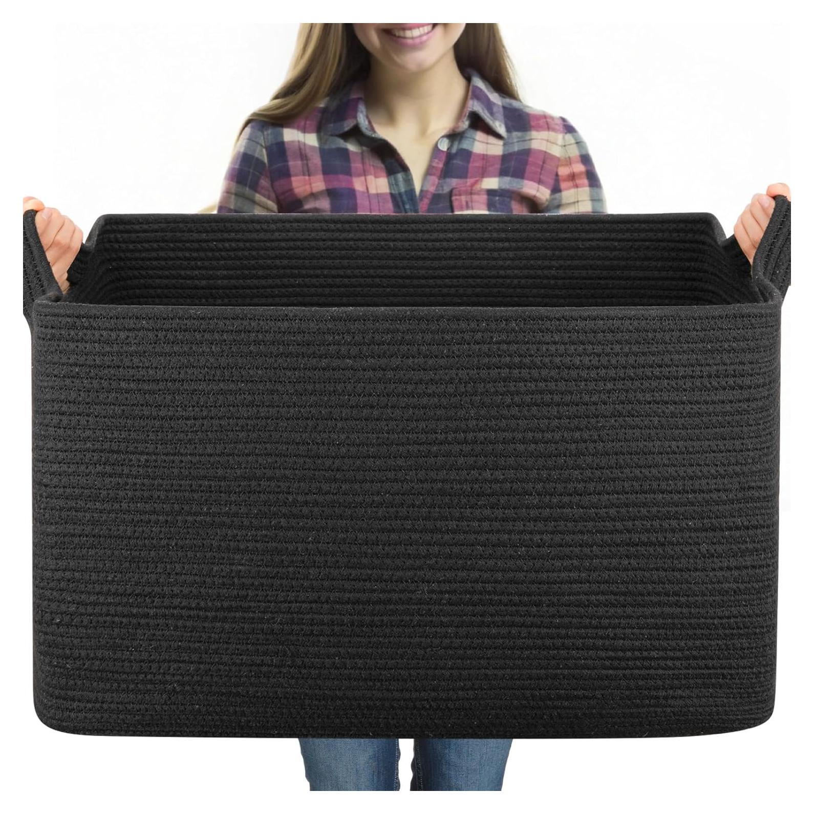 Cesta de Almacenamiento OIASKET 95L Algodón Negro 61x42.9x36.1cm