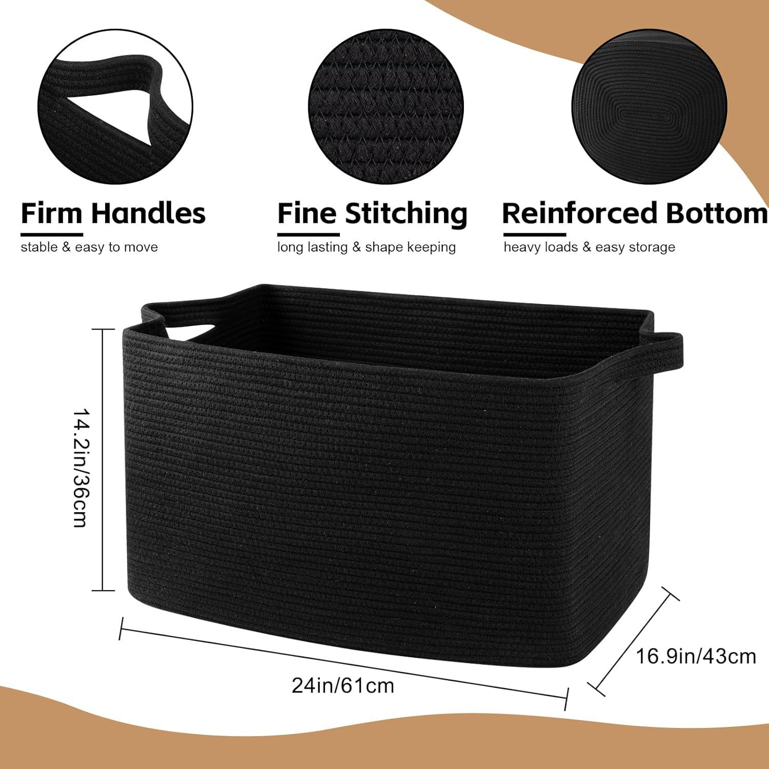 Cesta de Almacenamiento OIASKET 95L Algodón Negro 61x42.9x36.1cm