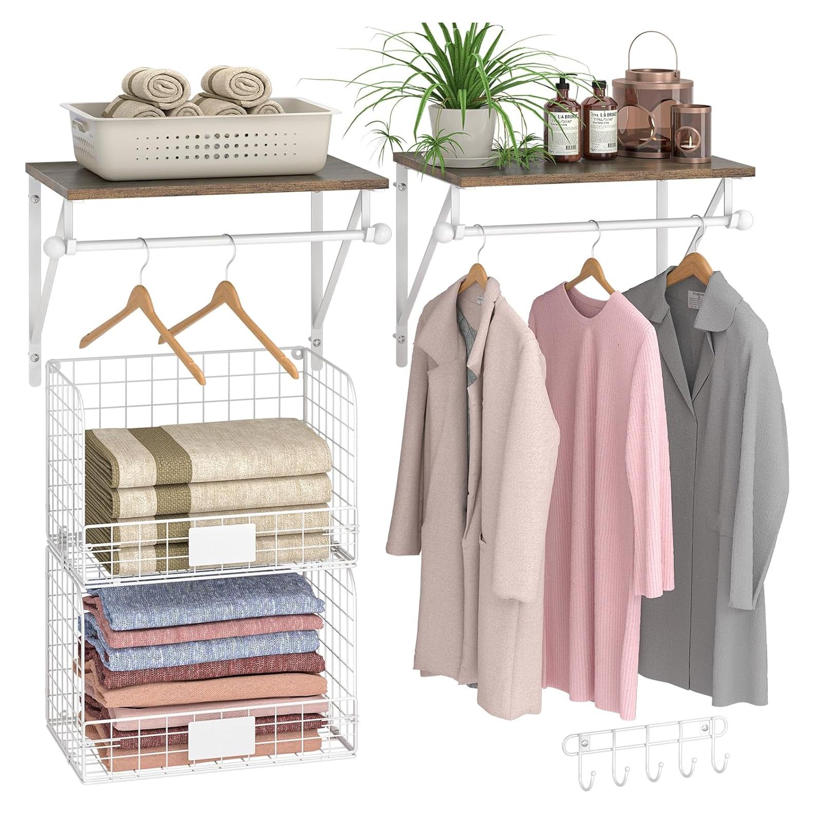 Estante de Lavandería Montado en Pared DAOUTIME 2 Estantes Blanco