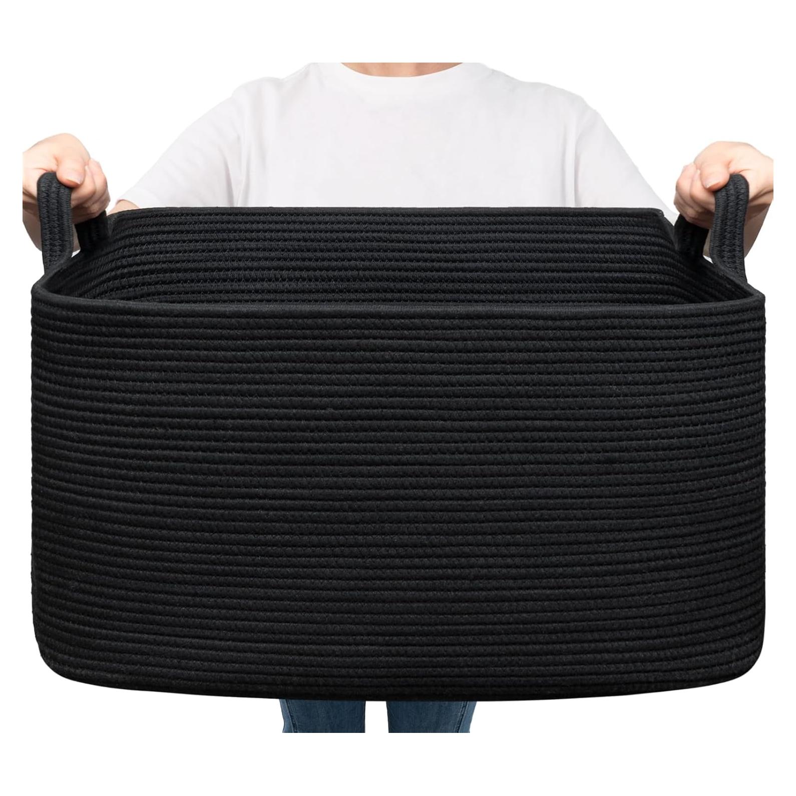 Cesta de Almacenamiento Tejida Goodpick Grande Negra 75L