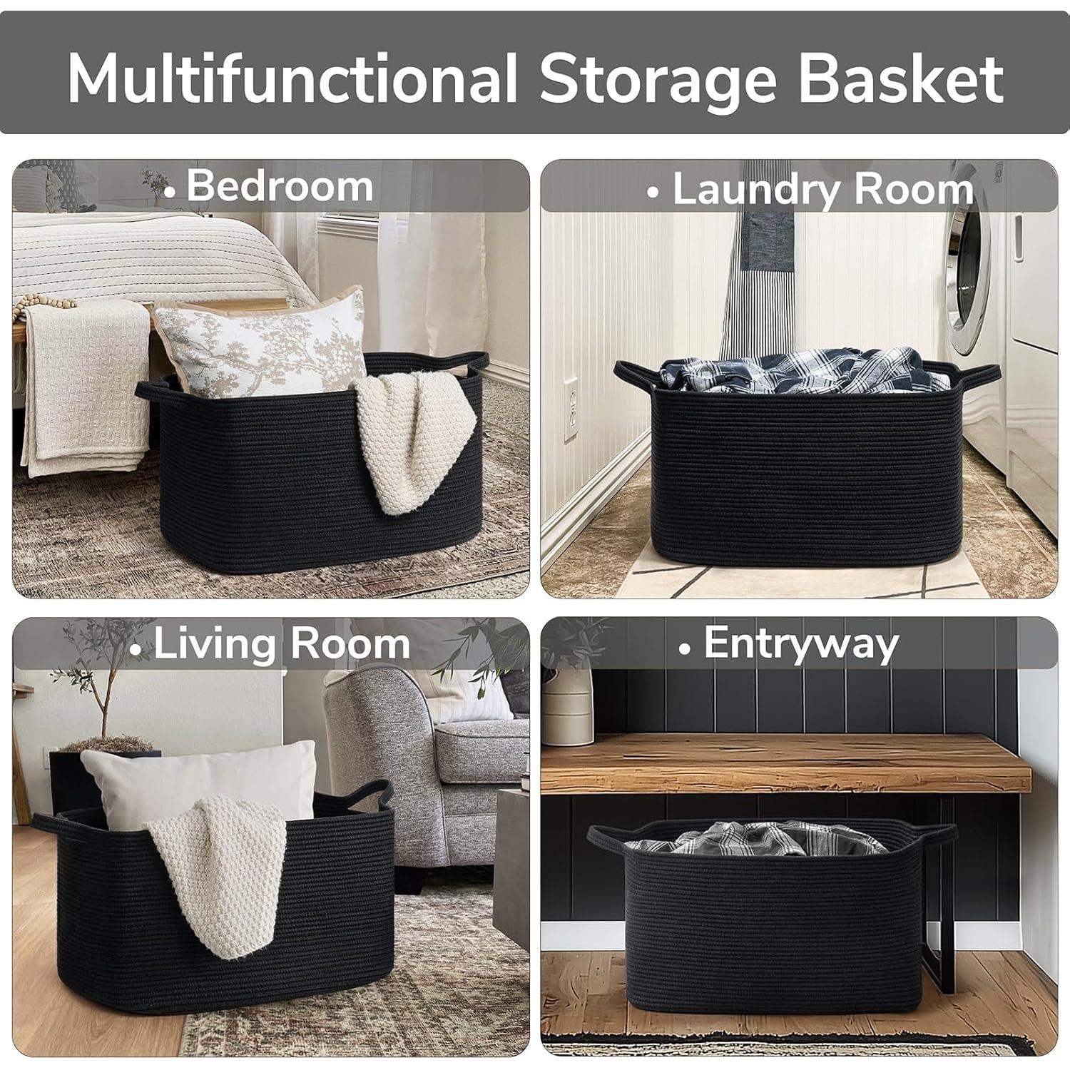 Cesta de Almacenamiento Tejida Goodpick Grande Negra 75L