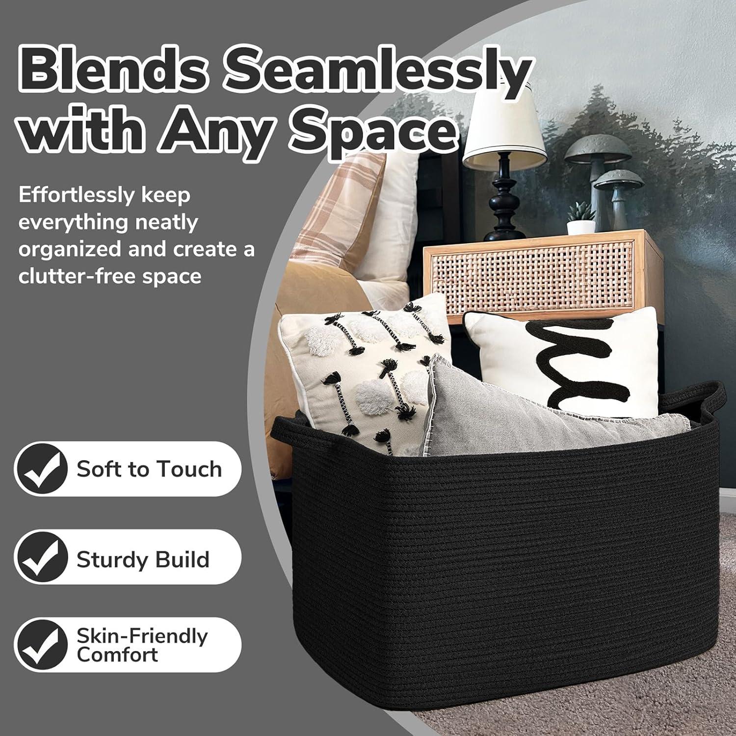 Cesta de Almacenamiento Tejida Goodpick Grande Negra 75L