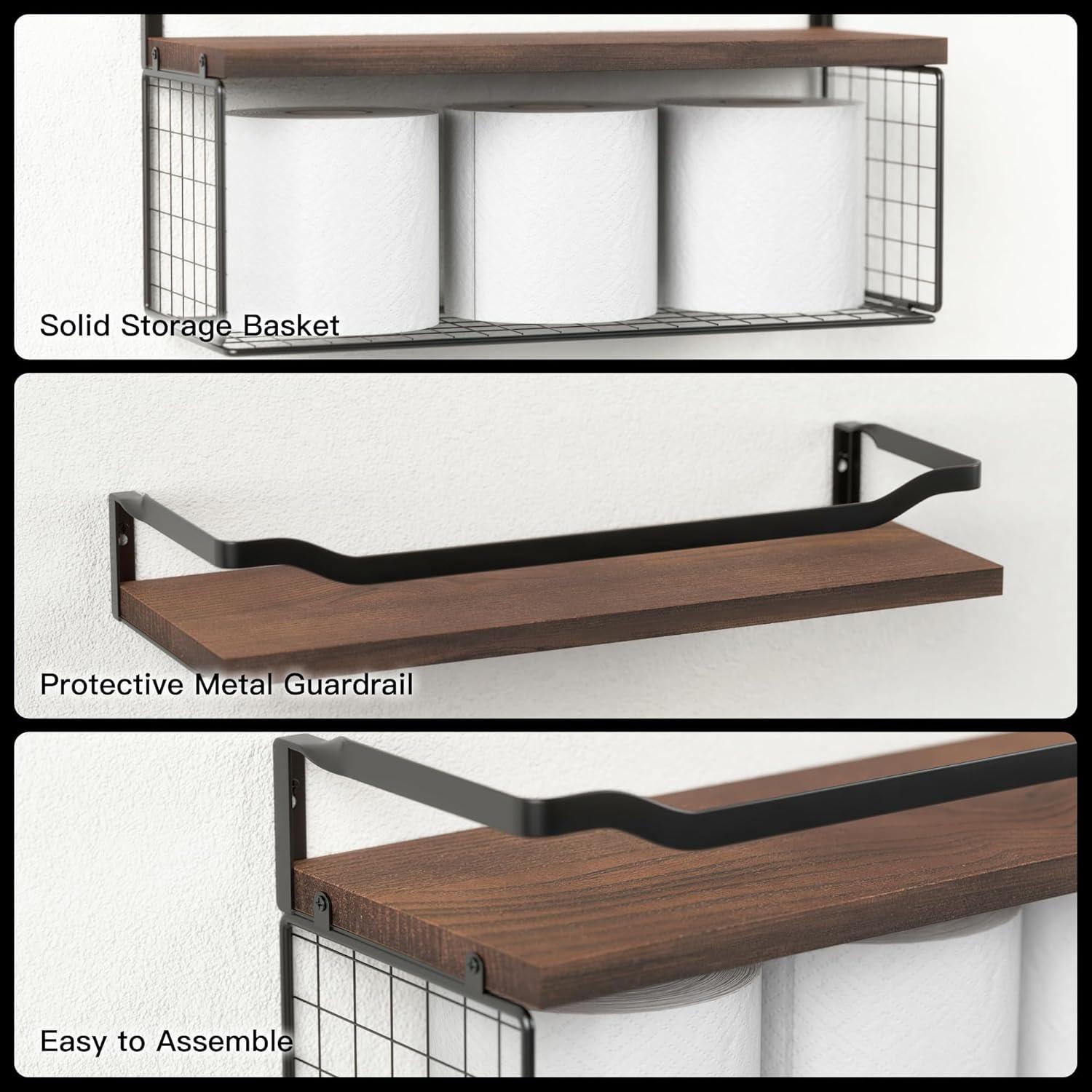 Estantes Flotantes WOPITUES de Madera con Canasta Almacenamiento