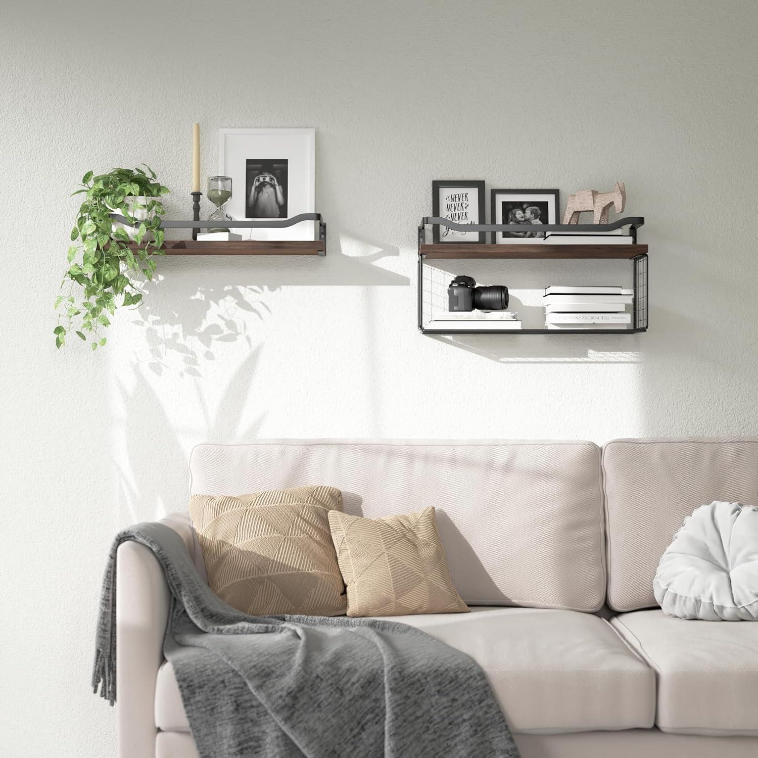 Estantes Flotantes WOPITUES de Madera con Canasta Almacenamiento