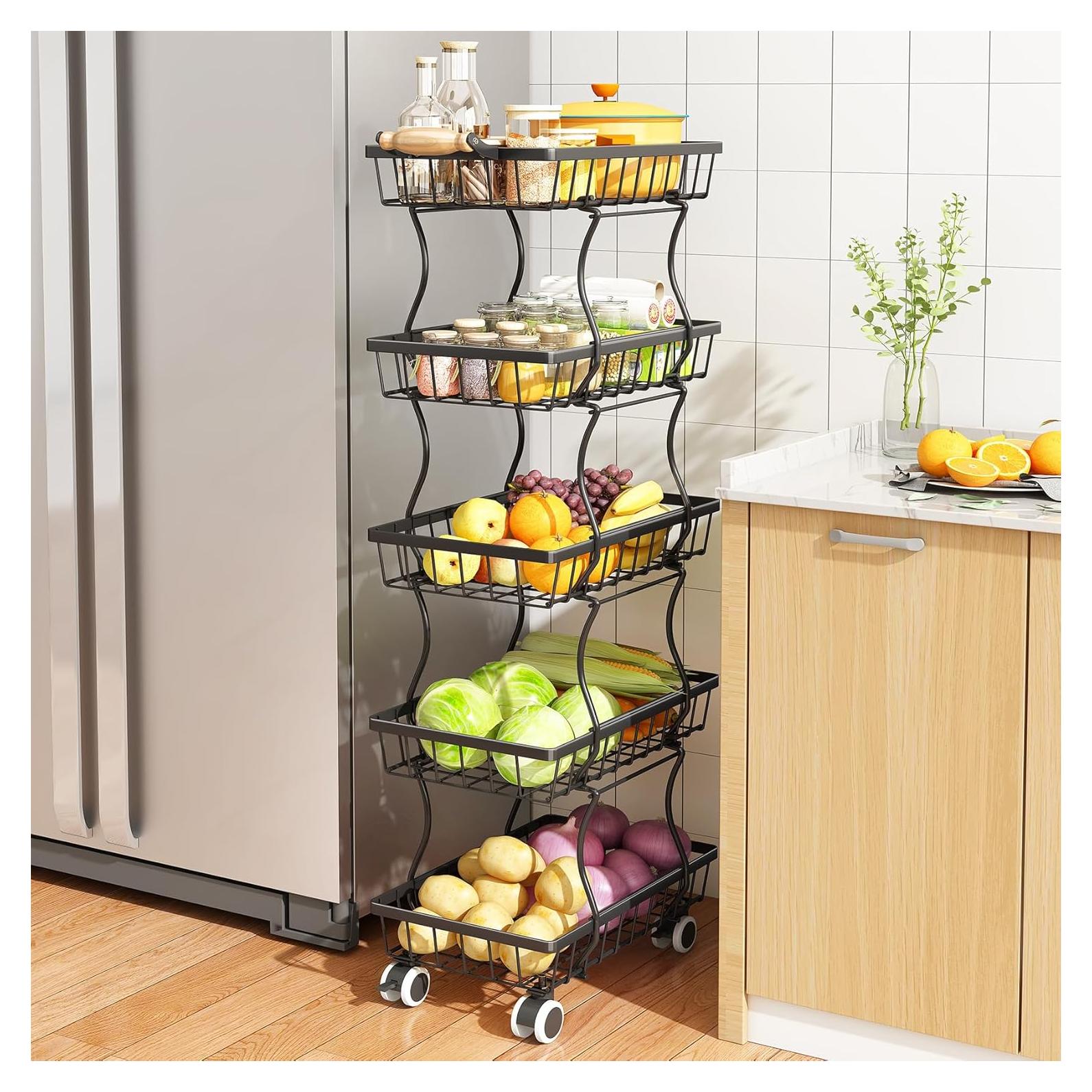 Estante Apilable de Alambre Metálico SAYZH Negro 5 Niveles