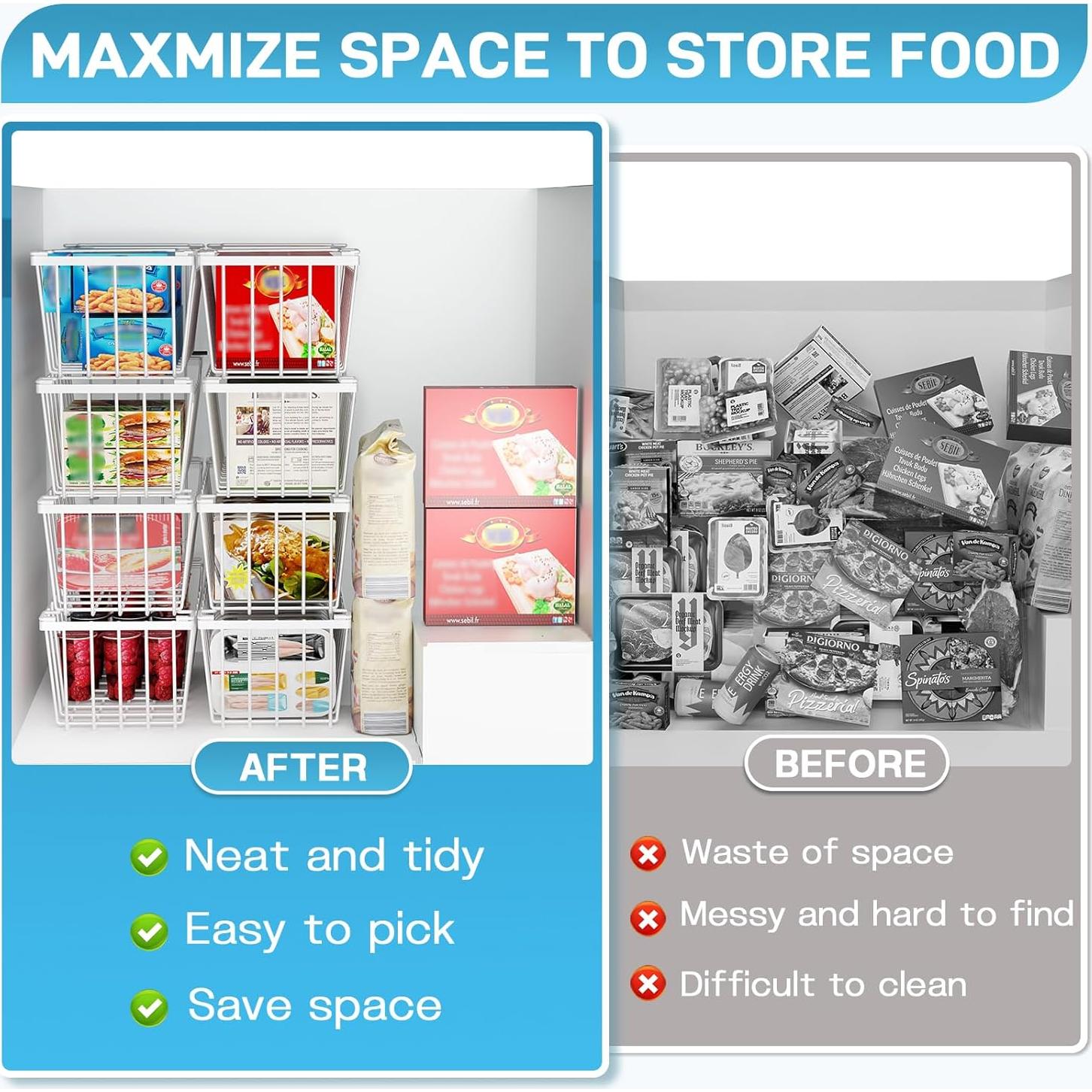 Cajas Organizadoras para Congelador Blanco - Paquete de 4