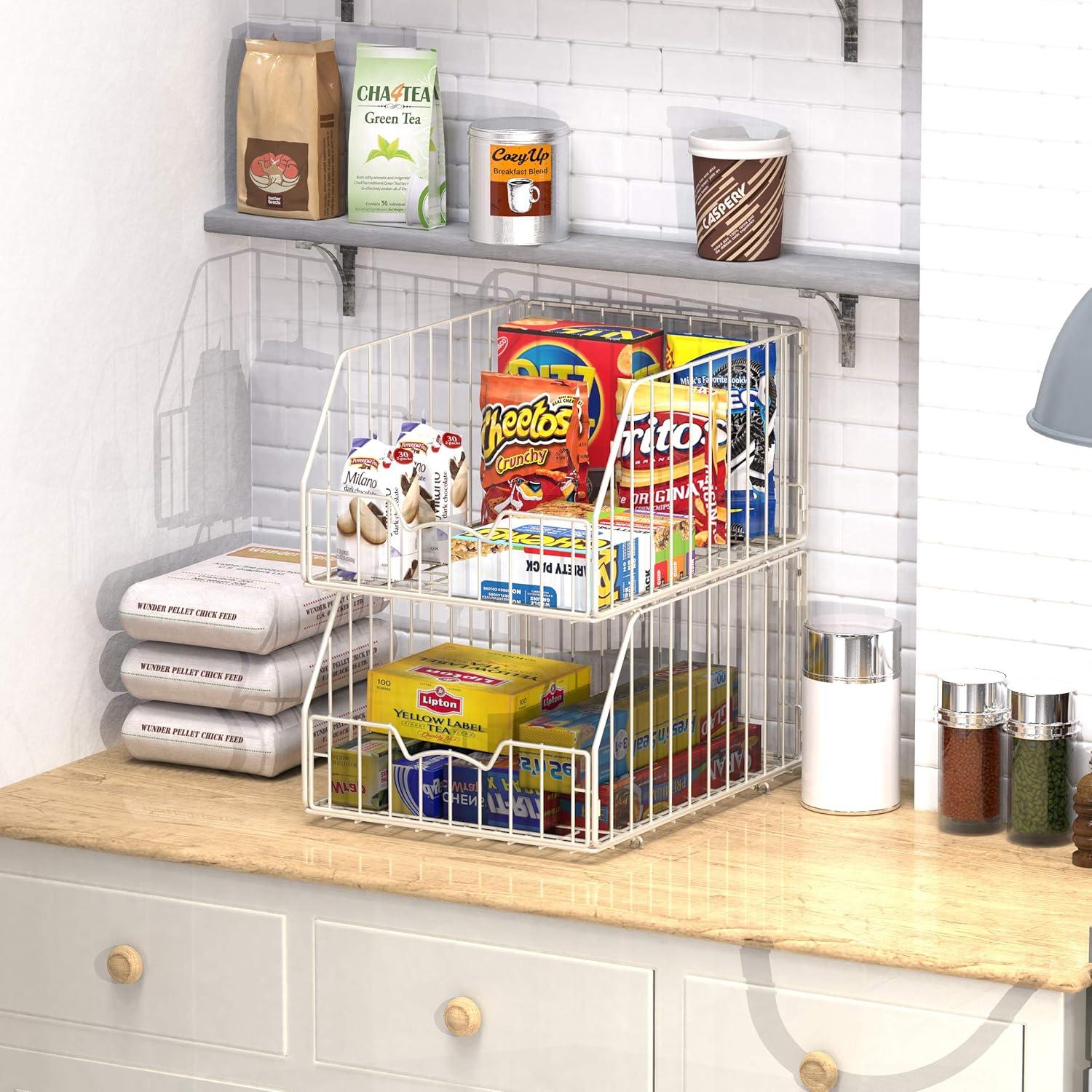 Cesta de Almacenamiento Apilable Simple Houseware 2 Piezas 42.9x34x23 cm Blanco