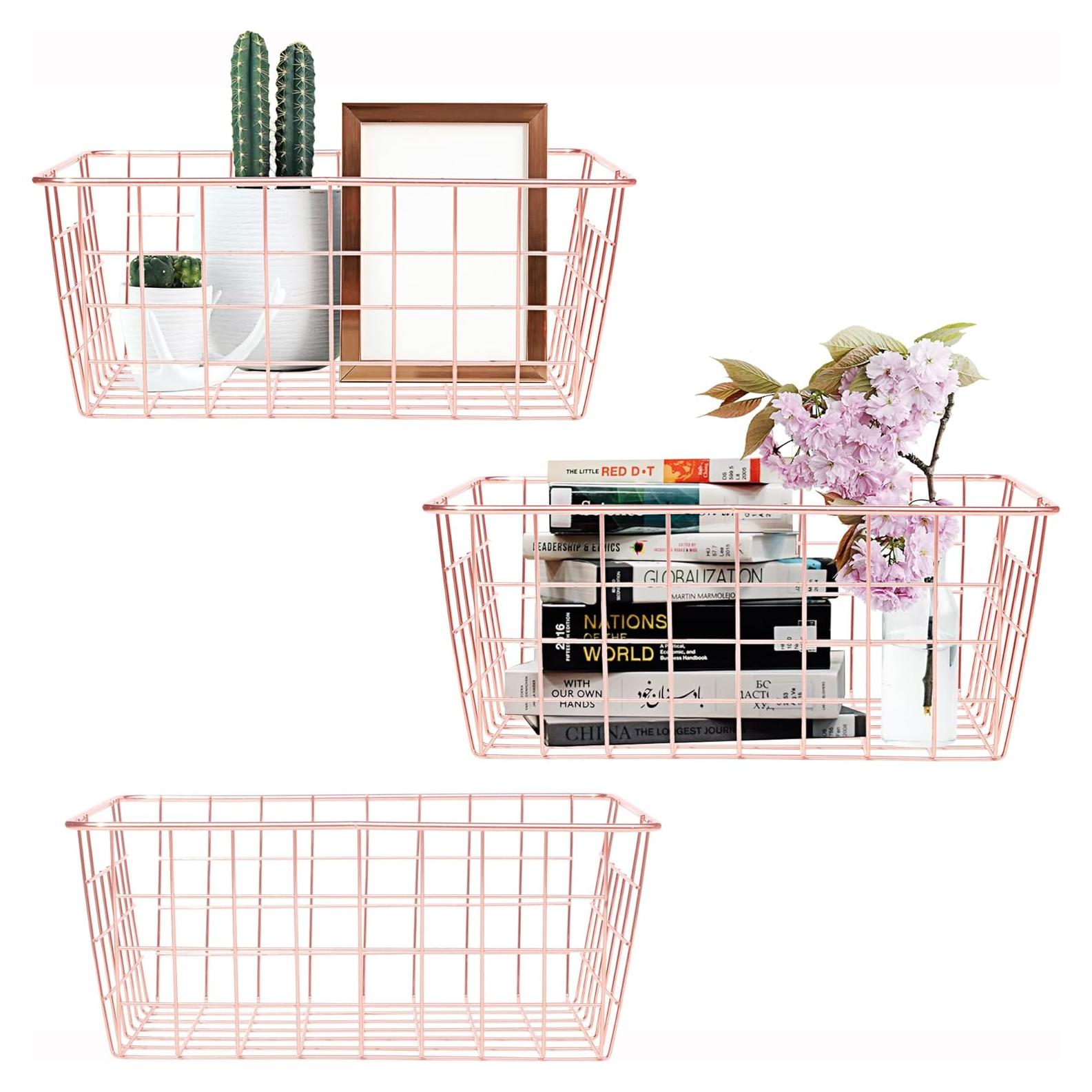 Cesta de Almacenamiento Metálica LUANT Oro Rosa 3PCS