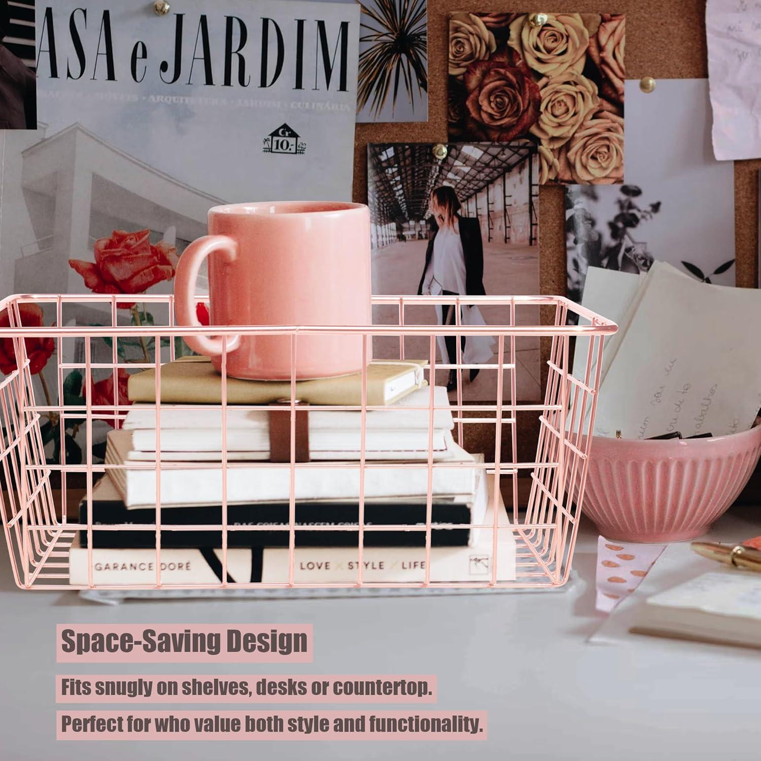 Cesta de Almacenamiento Metálica LUANT Oro Rosa 3PCS