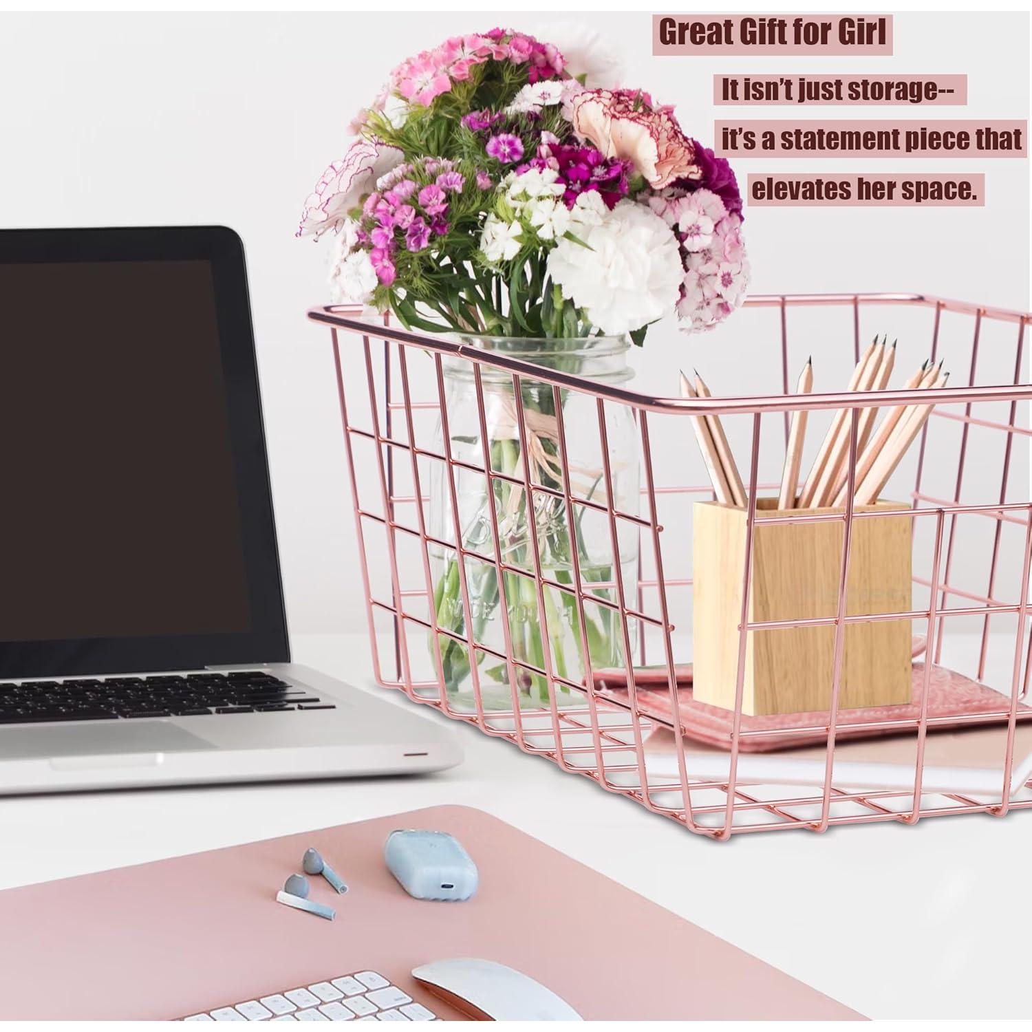 Cesta de Almacenamiento Metálica LUANT Oro Rosa 3PCS