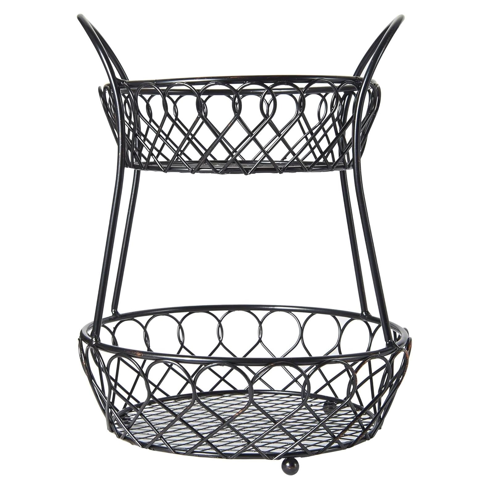 Cesta de Alambre de 2 Niveles Gourmet Basics Mikasa Negro Antiguo