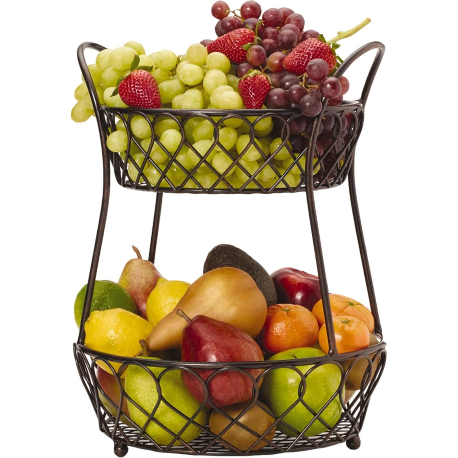 Cesta de Alambre de 2 Niveles Gourmet Basics Mikasa Negro Antiguo