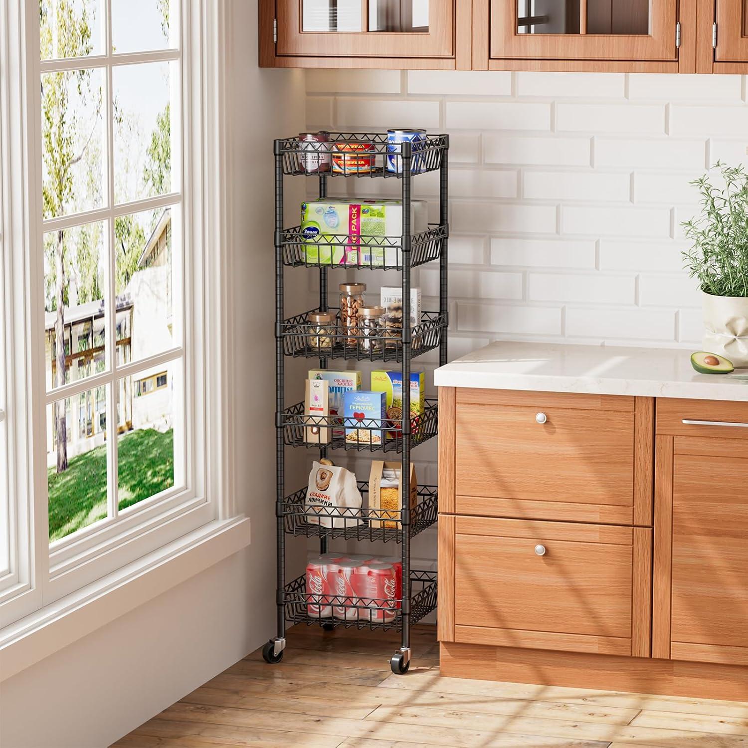 Estante de Almacenamiento Golpart 6 Niveles Negro 14x14x63 cm