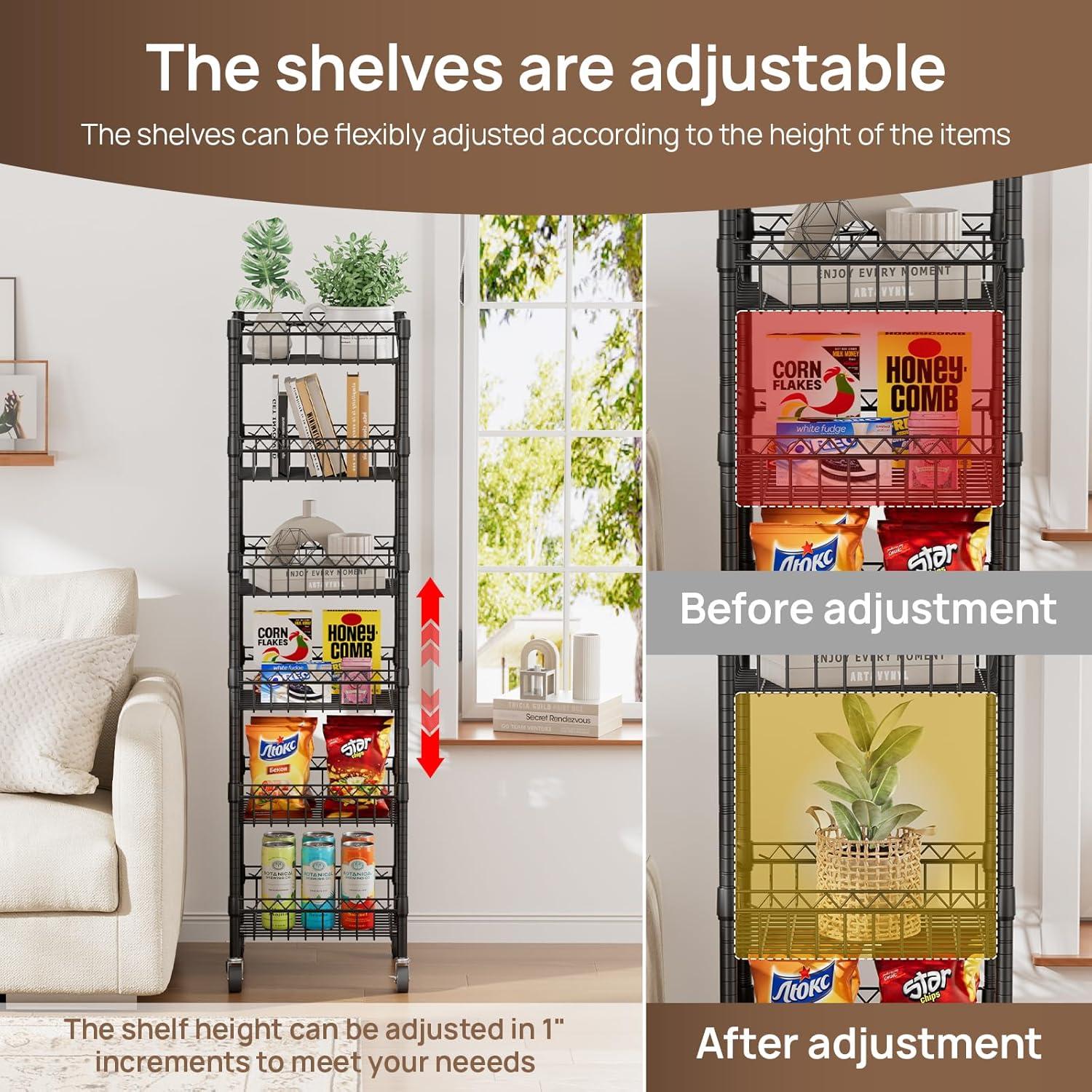 Estante de Almacenamiento Golpart 6 Niveles Negro 14x14x63 cm