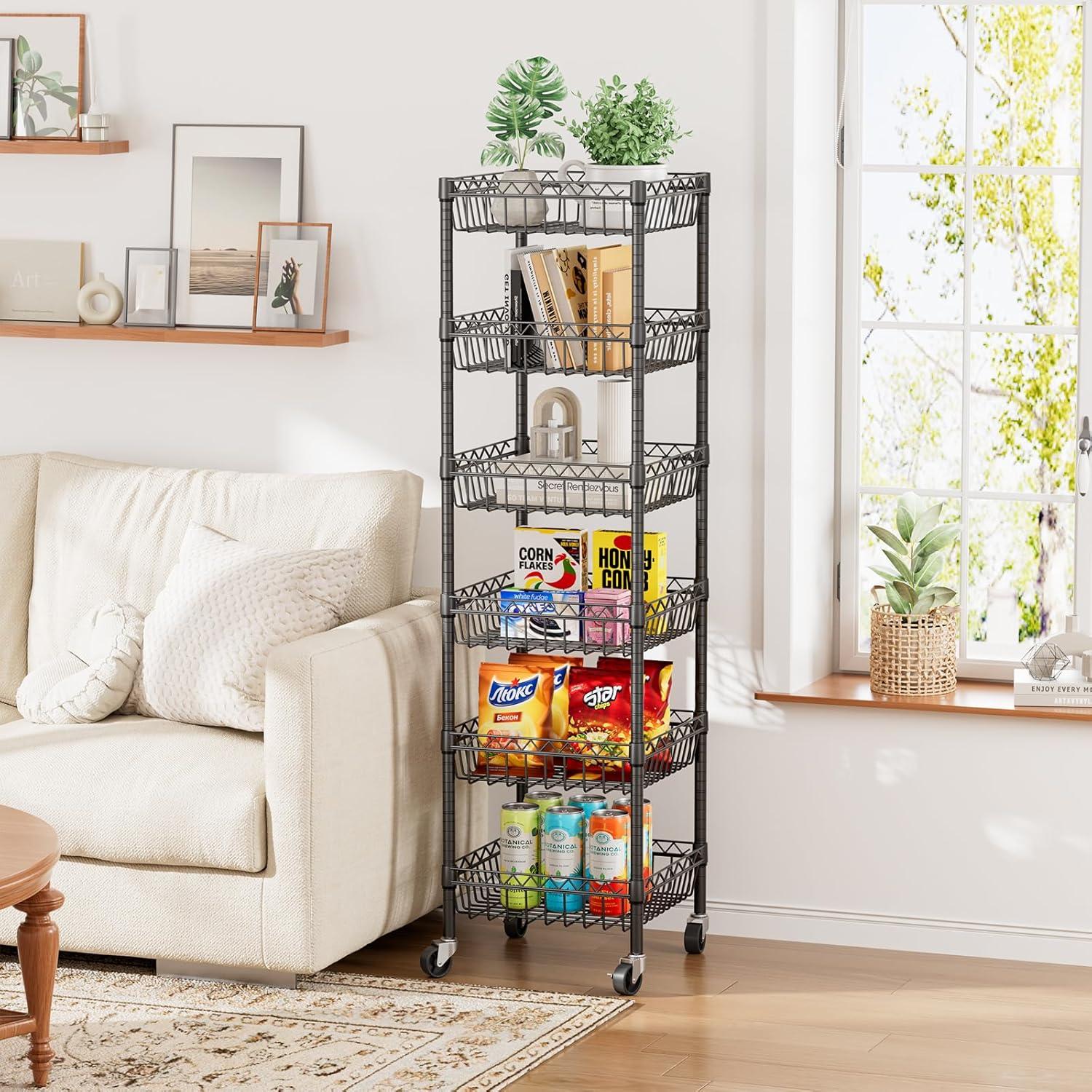 Estante de Almacenamiento Golpart 6 Niveles Negro 14x14x63 cm