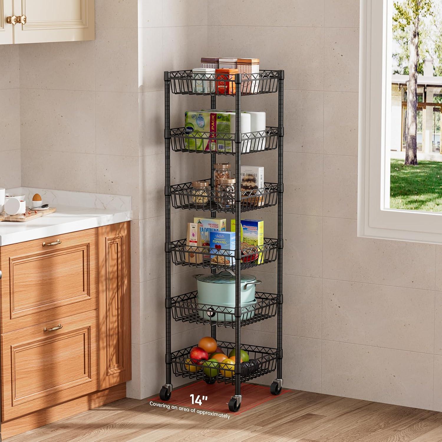 Estante de Almacenamiento Golpart 6 Niveles Negro 14x14x63 cm