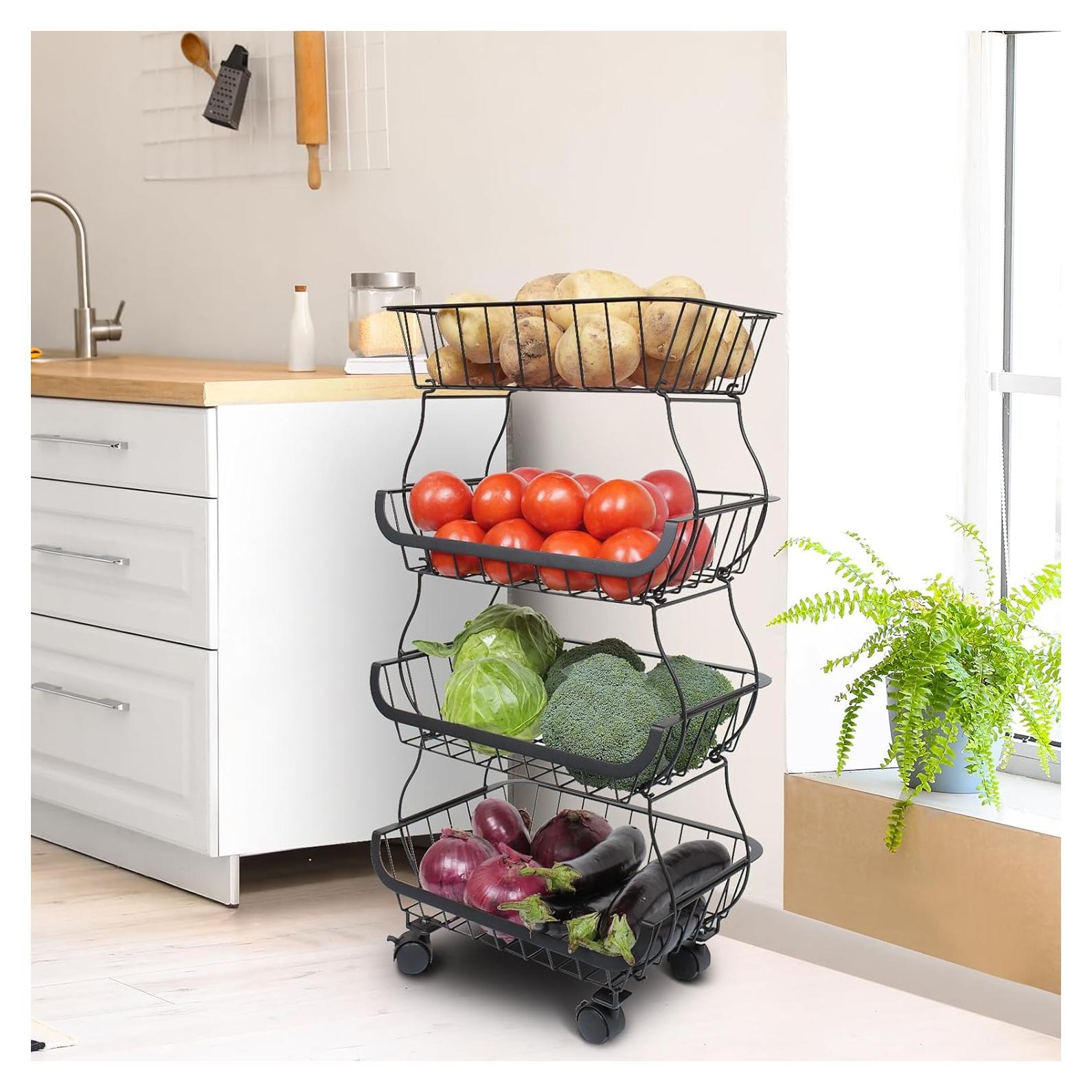 Cesta de Almacenamiento RANXFLOAT 4 Niveles Metal Negro