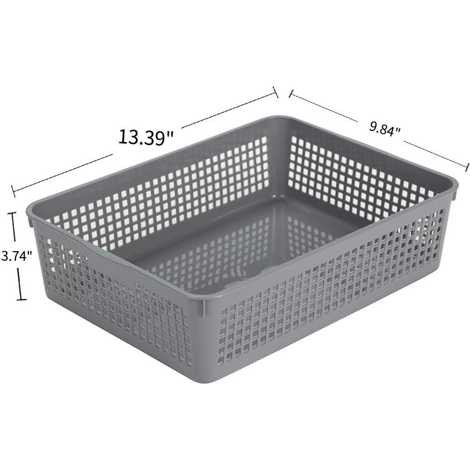 Cestas de Organización de Plástico Esliter 6 Piezas Gris 34x25x9.5cm