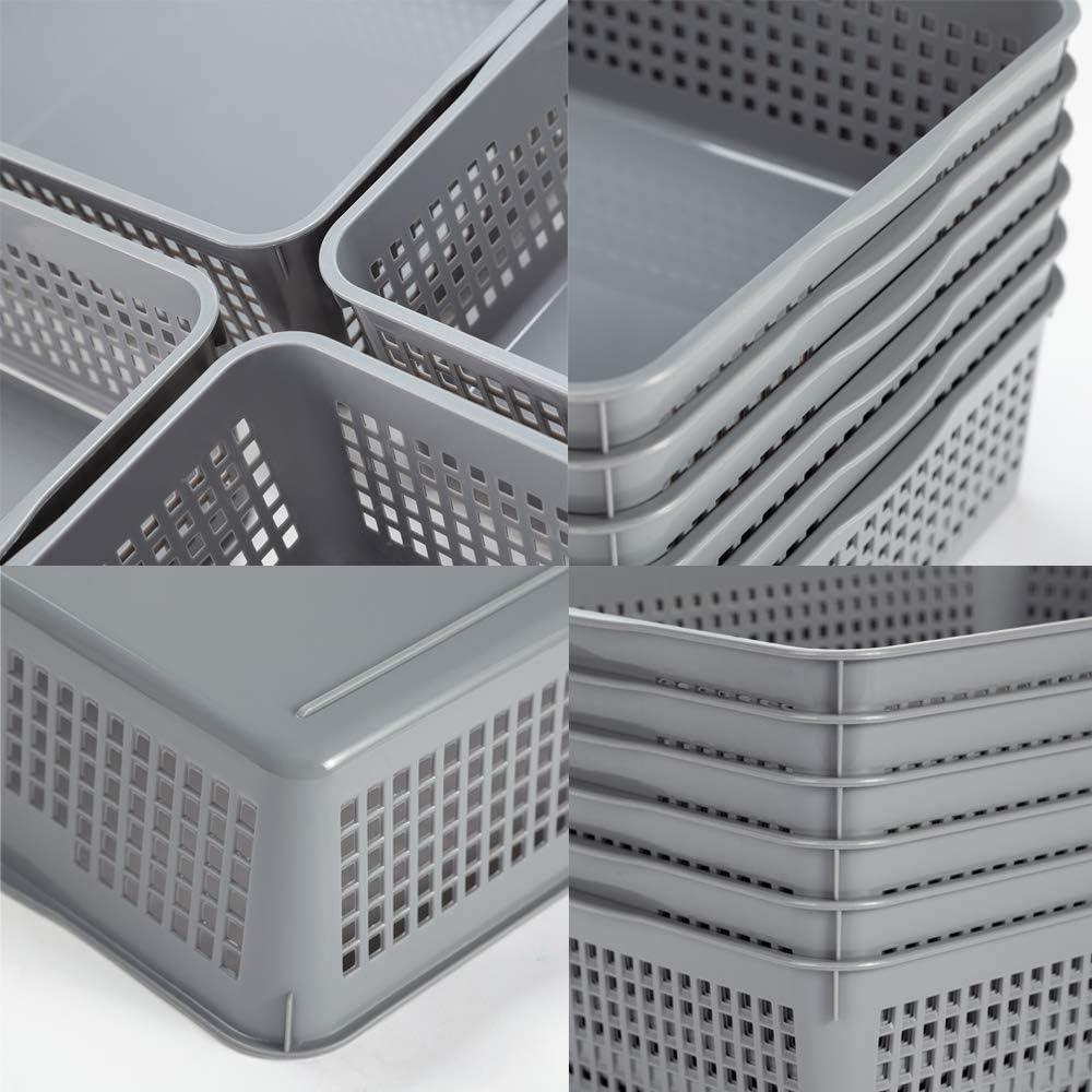 Cestas de Organización de Plástico Esliter 6 Piezas Gris 34x25x9.5cm