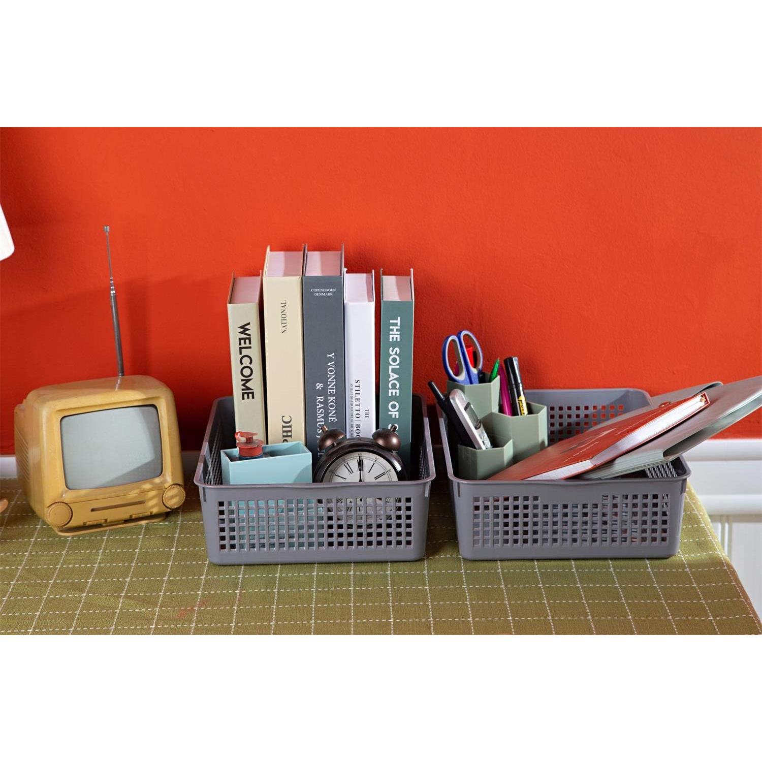 Cestas de Organización de Plástico Esliter 6 Piezas Gris 34x25x9.5cm