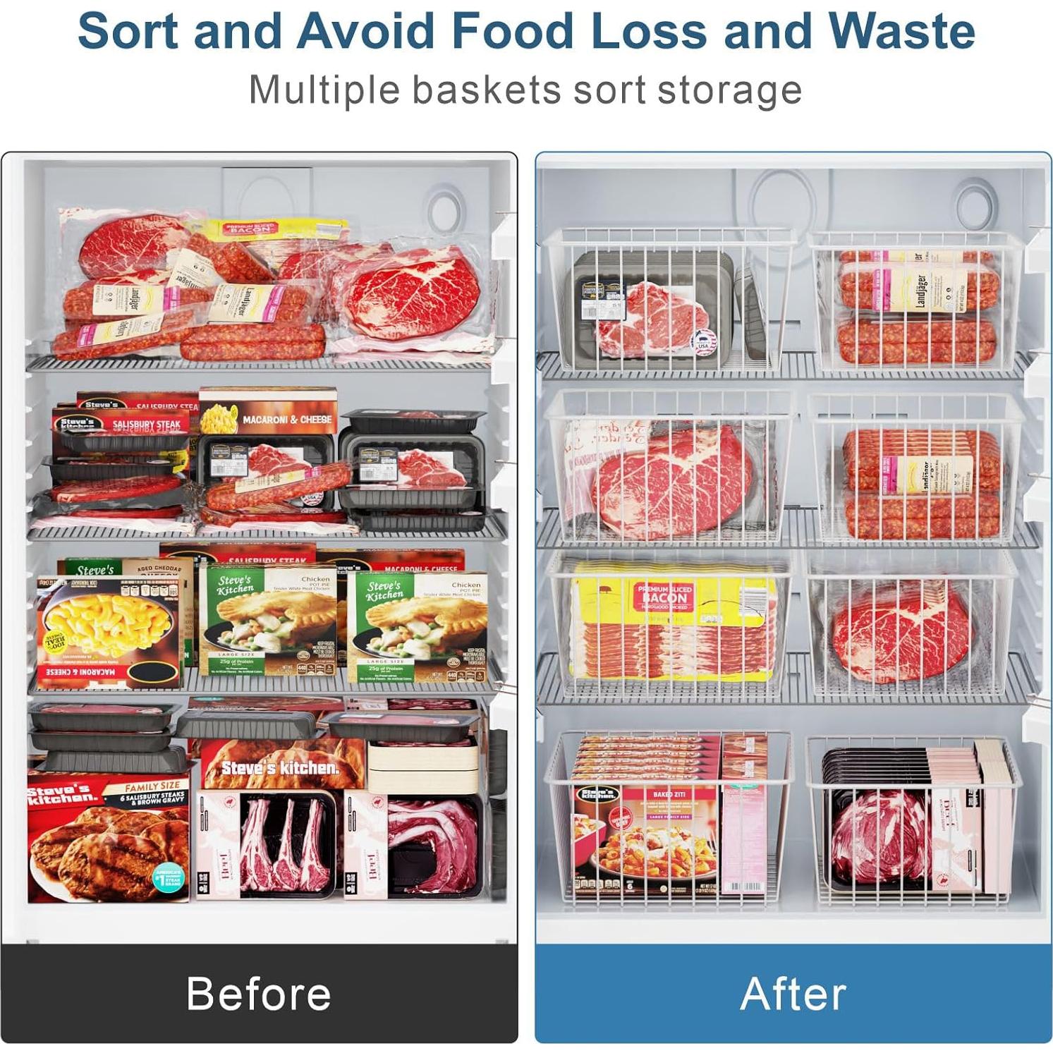 Organizadores de Congelador iSPECLE - 4 Cestas Verticales Blancas