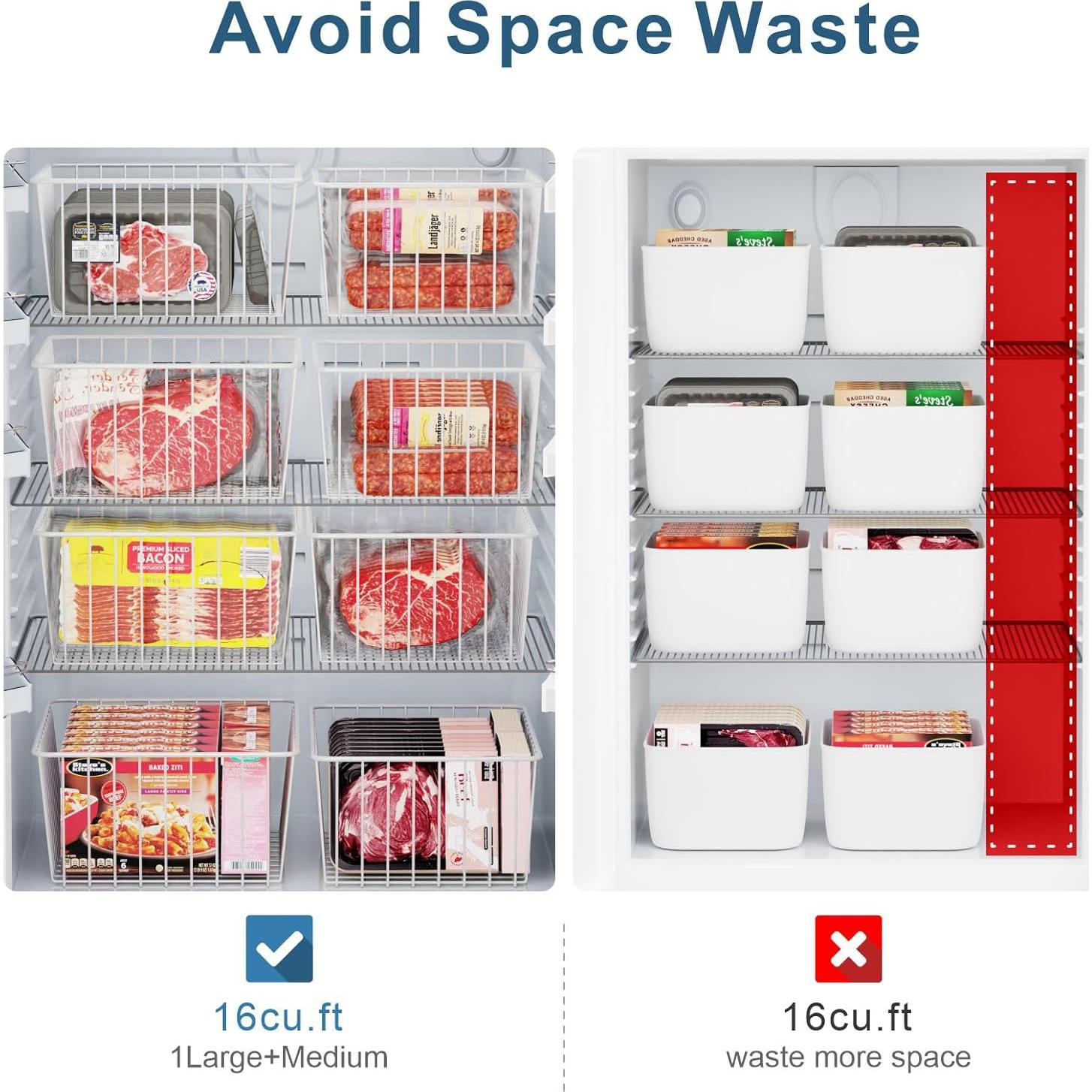 Organizadores de Congelador iSPECLE - 4 Cestas Verticales Blancas